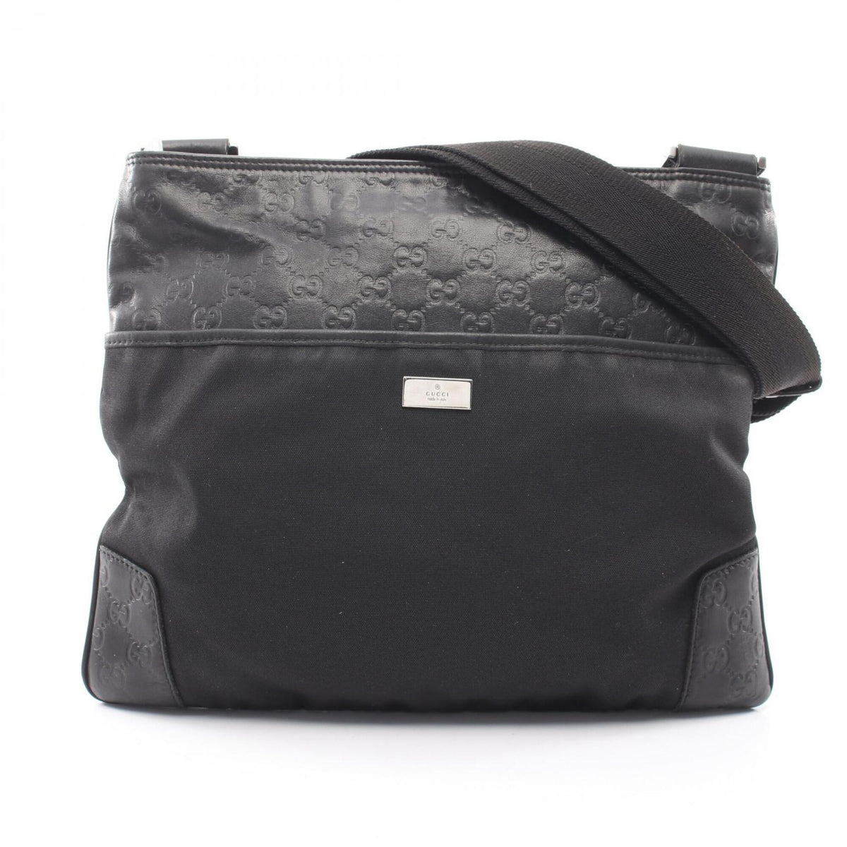 Gucci Black Canvas Leather Handbag Shoulder Bag (Pre-Owned)