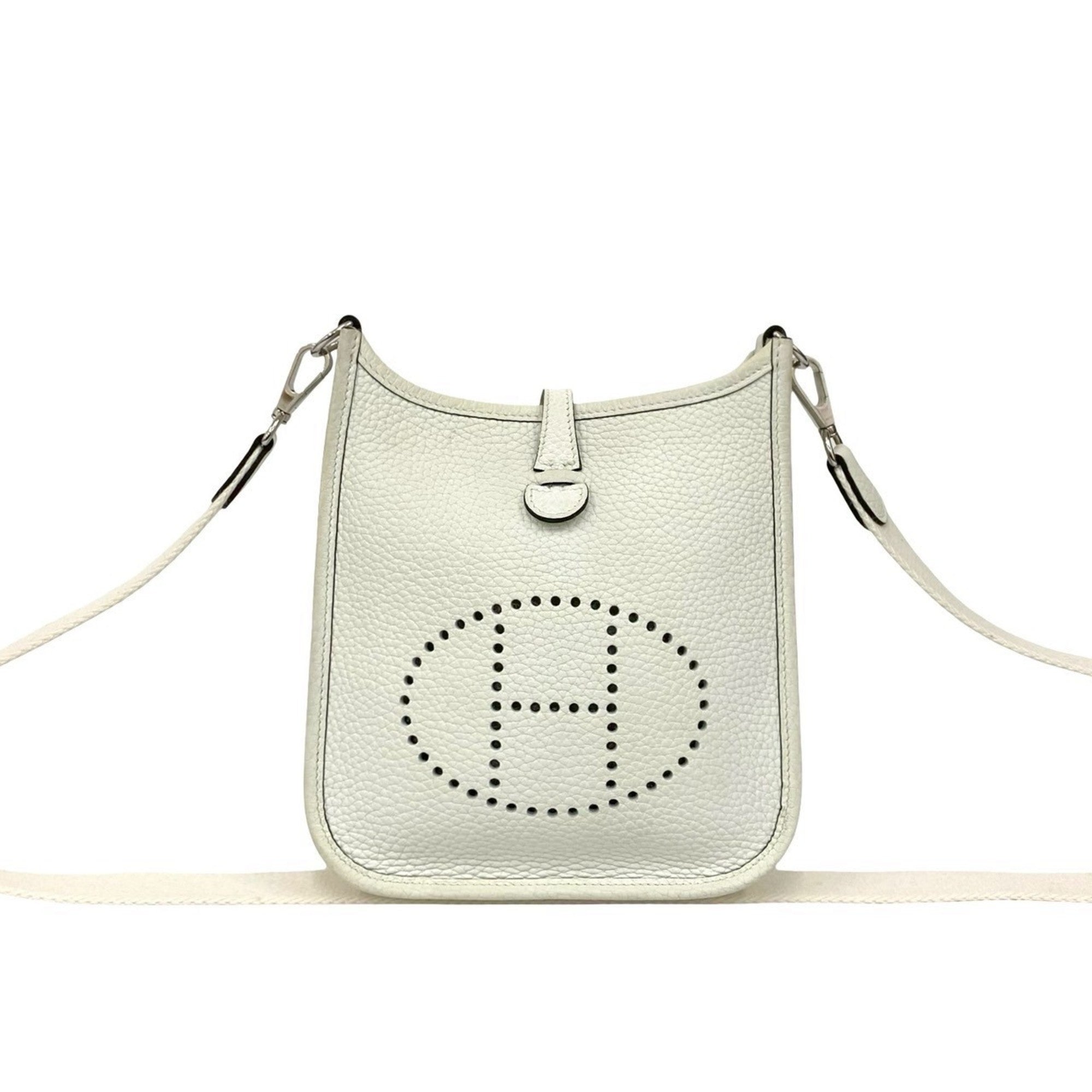 Hermes White Taurillon Clemence Leather Pochette Shoulder Bag (Pre-Owned)