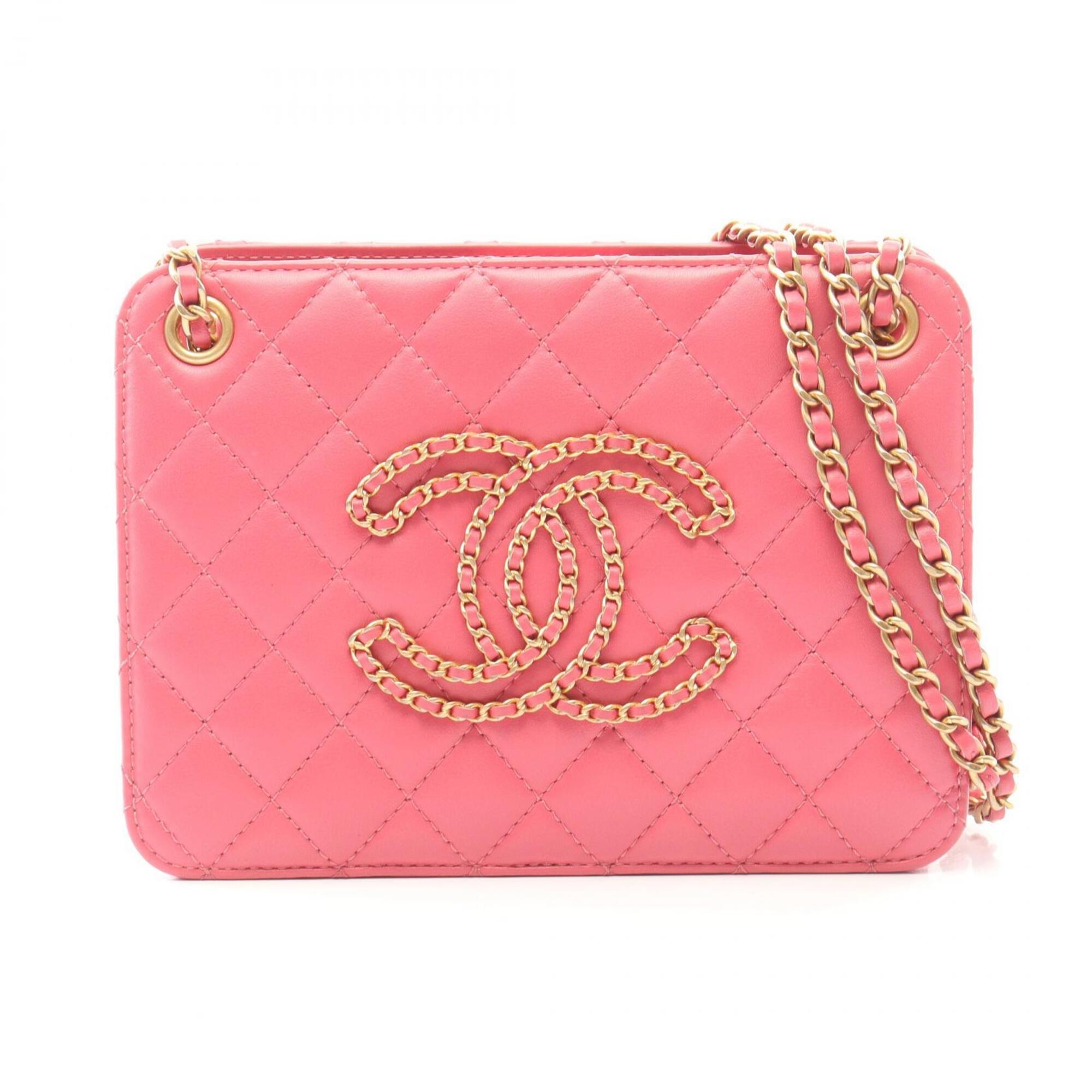 Chanel Pink Leather Handbag Shoulder Bag (Pre-Owned)