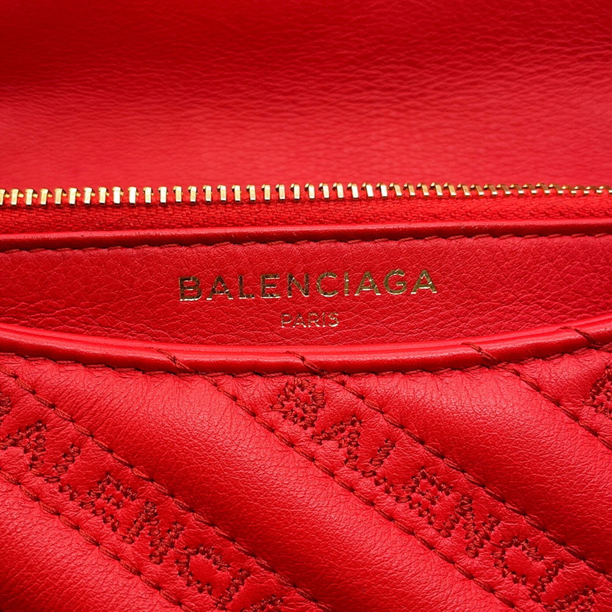 Balenciaga Red Color Leather Handbag Shoulder Bag (Pre-Owned)