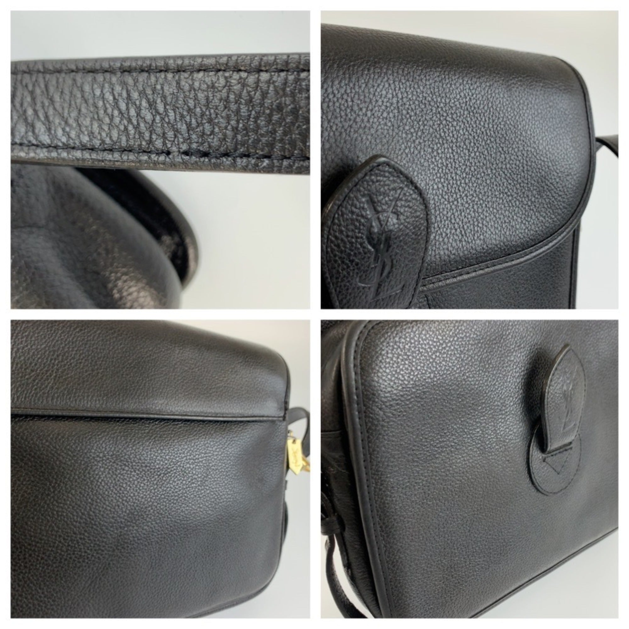 Yves Saint Laurent Black Leather Pochette Shoulder Bag (Pre-Owned)