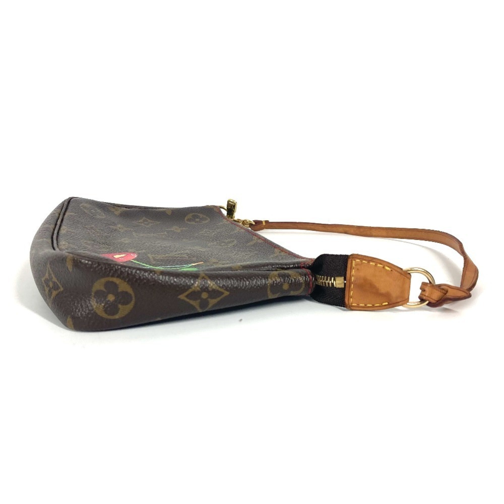 Louis Vuitton Monogram Brown Monogram Cherry Red Color Pochette Pouch (Pre-Owned)