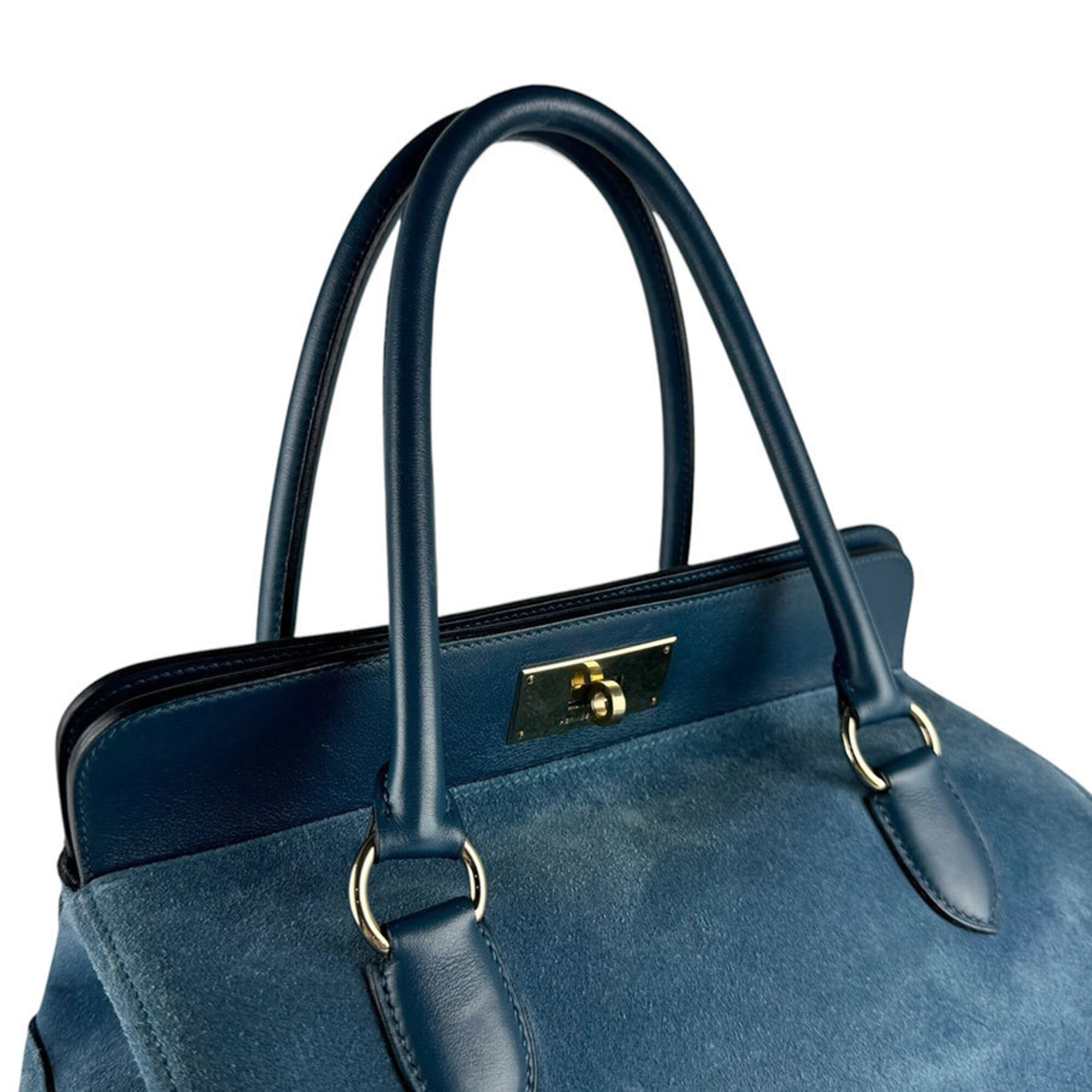 Hermes Blue Swift Leather Handbag Shoulder Bag (Pre-Owned)