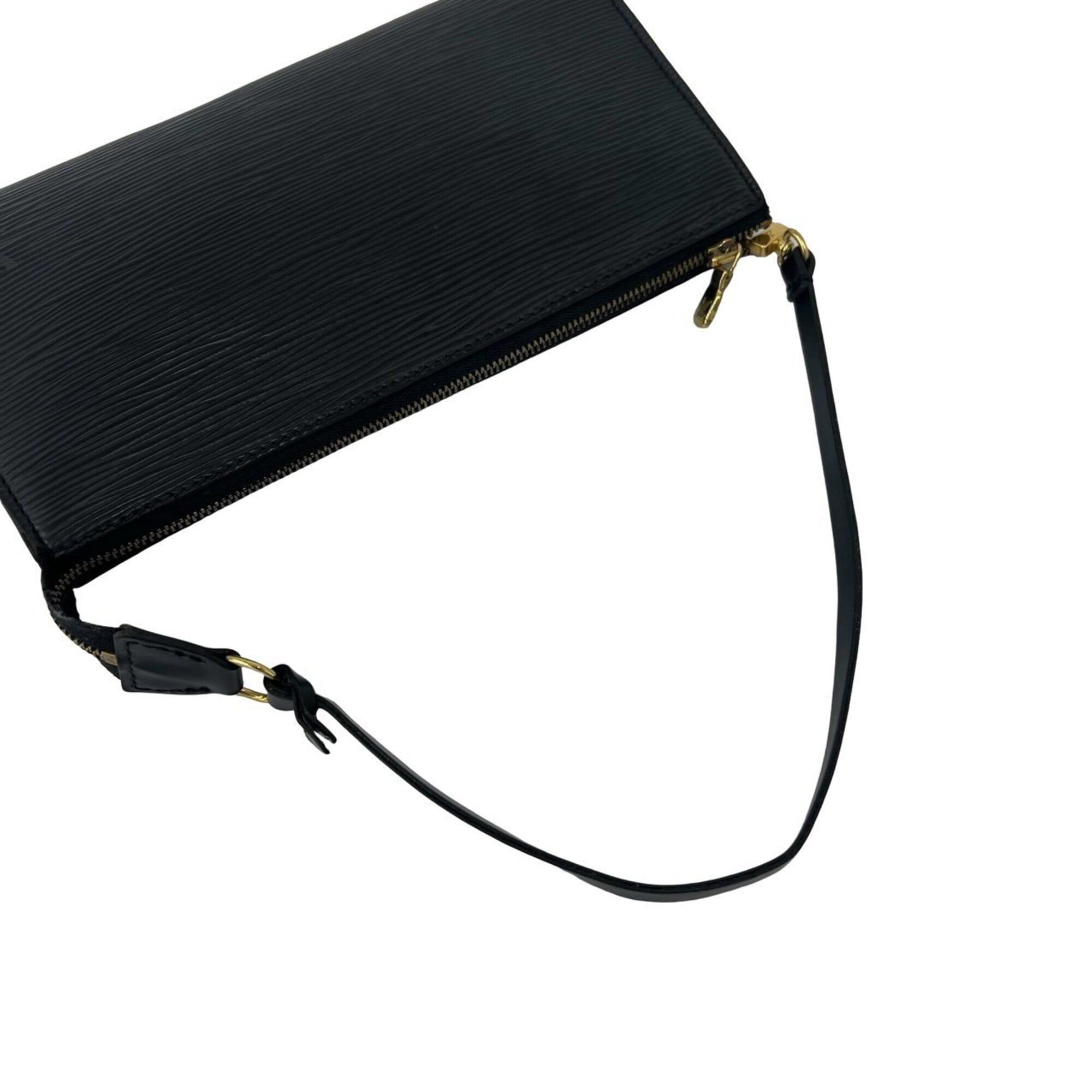 Louis Vuitton Black Leather Handbag Pochette Pouch (Pre-Owned)