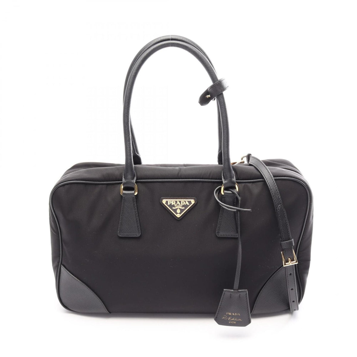 Prada Black Nylon Saffiano Triangle Handbag (Pre-Owned)