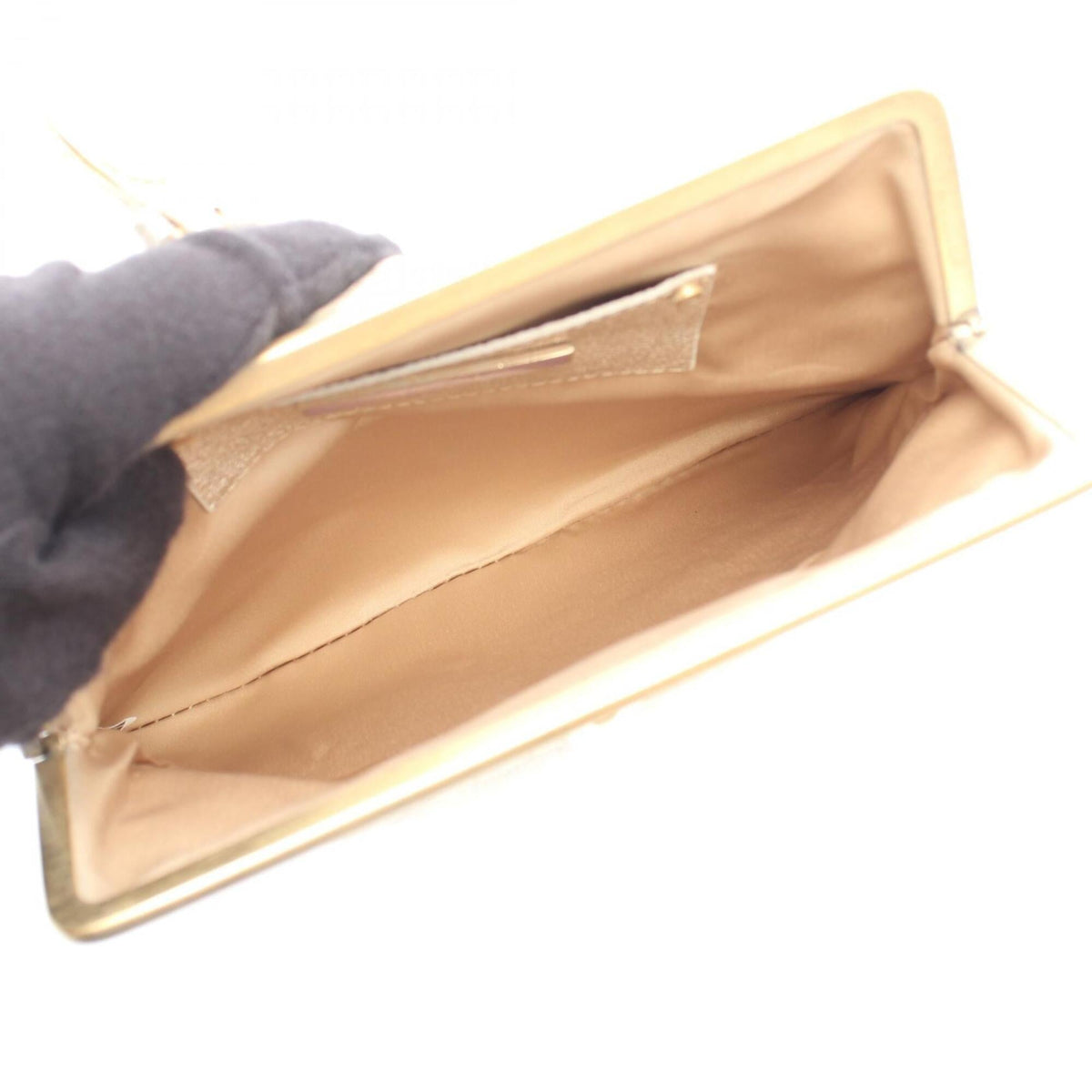 Jimmy Choo Gold Leather Clutch Bag Handbag (Pre-Owned)