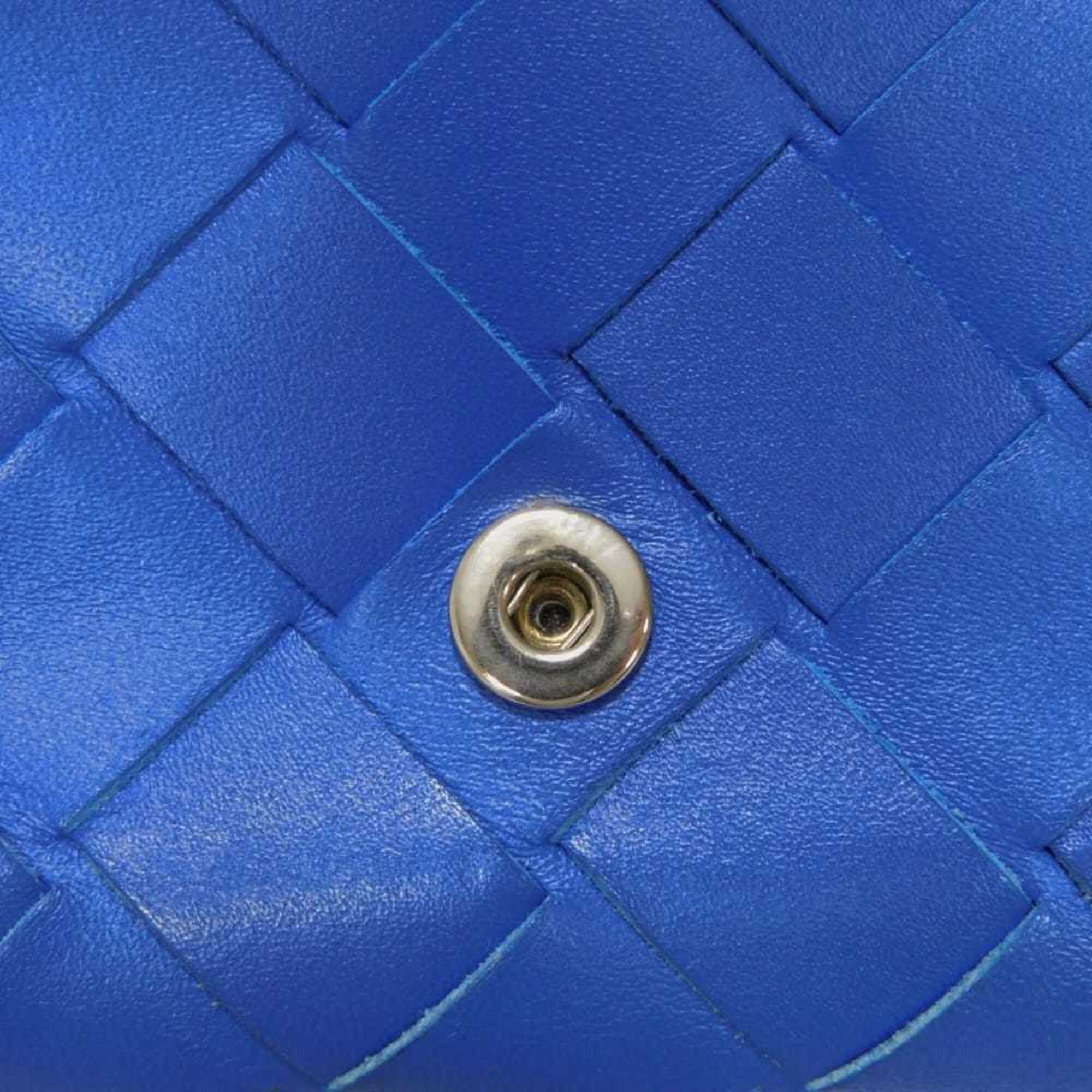 Bottega Veneta Intrecciato Blue Leather Wallet (Tri-Fold) (Pre-Owned)