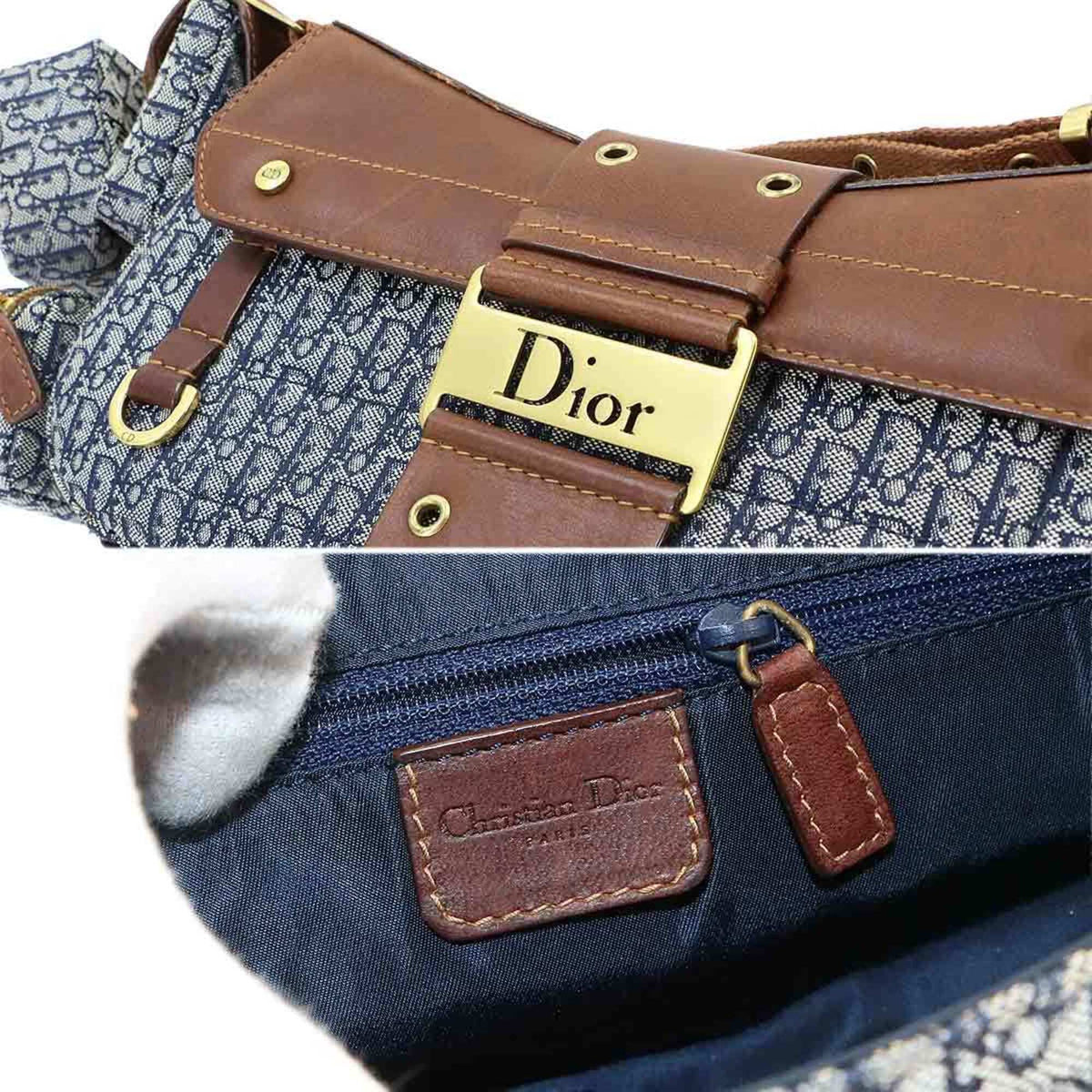 Christian Dior Brown Navy Trotter Handbag Pouch Shoulder Bag (Pre-Owned)