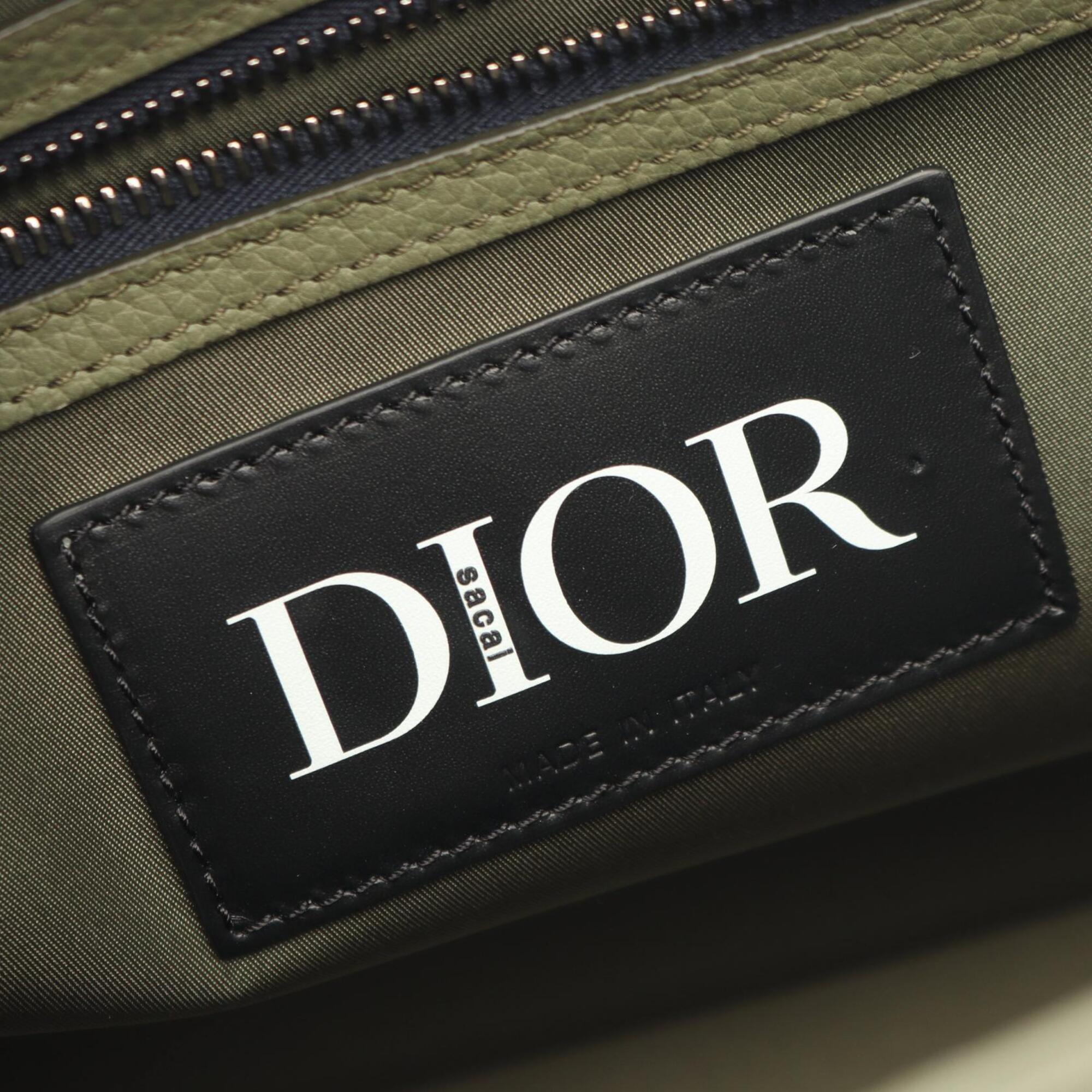 Christian Dior Khaki Navy Orange Nylon Leather Handbag Tote Bag (Pre-Owned)