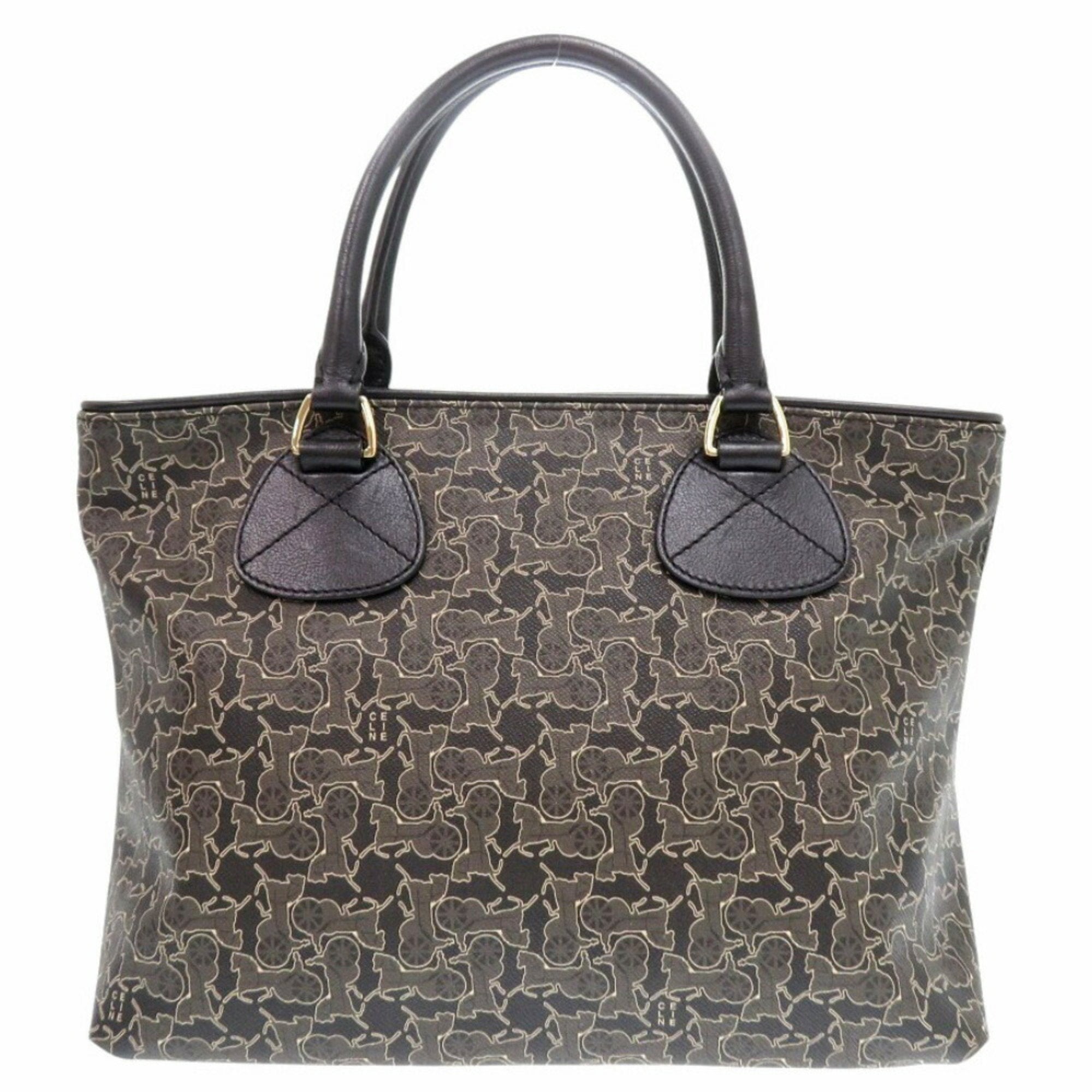 Celine Black Brown Pvc Leather Handbag (Pre-Owned)