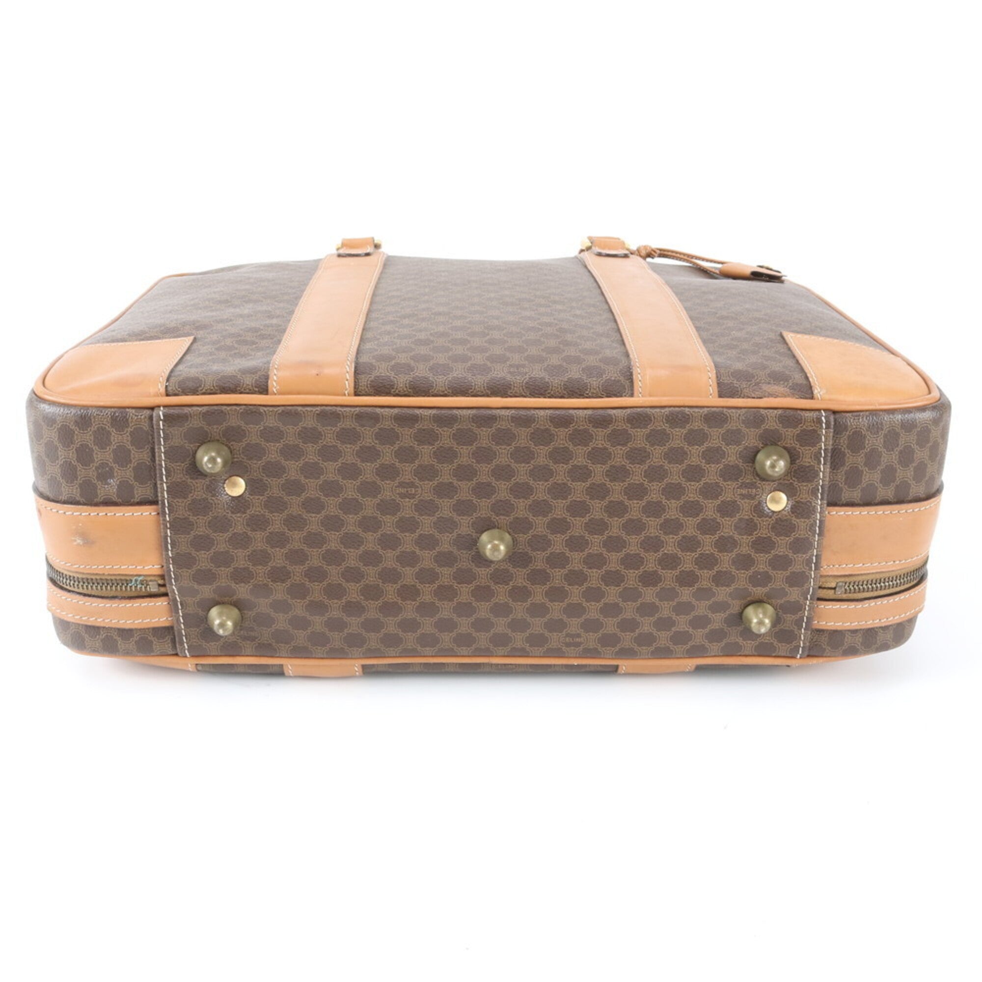 Celine Brown Leather Coated Canvas Boston Bag (Pre-Owned)