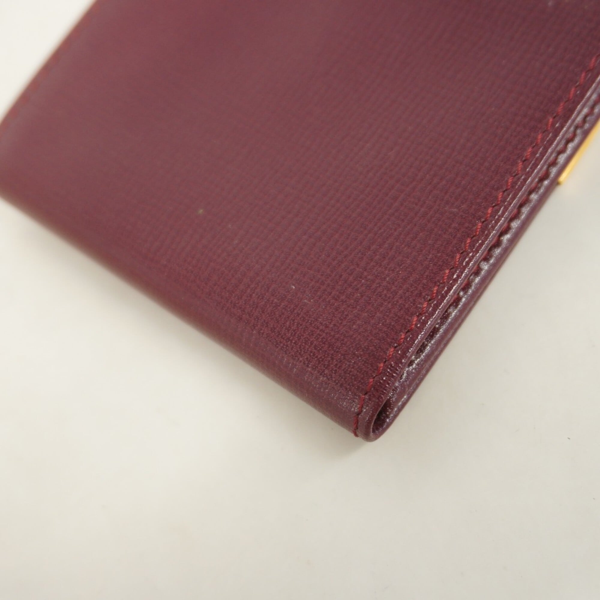 Cartier Bordeaux Leather Coin Purse/Coin Case (Pre-Owned)