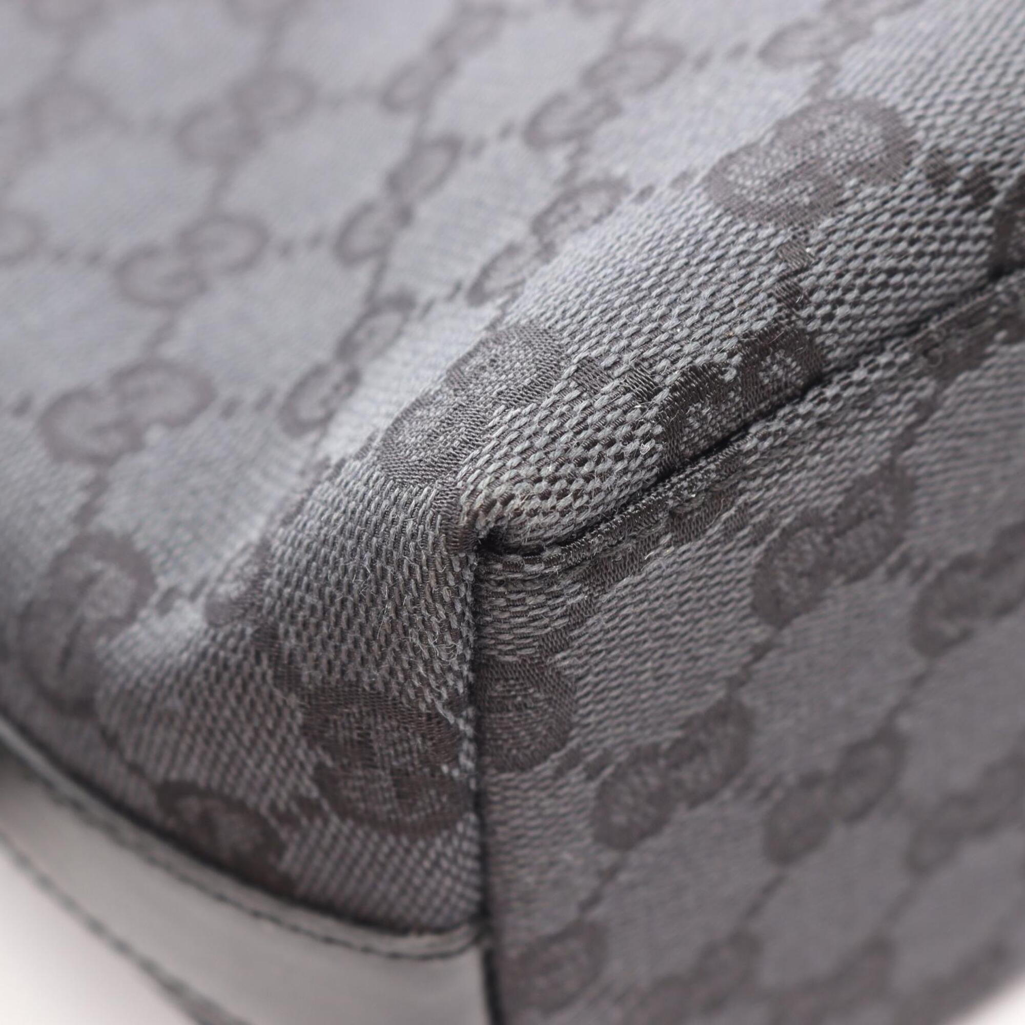 Gucci Gg Canvas Black Gg Canvas Leather Handbag Shoulder Bag (Pre-Owned)