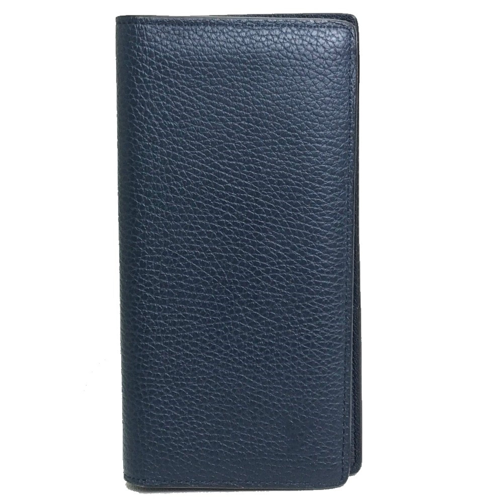 Louis Vuitton Navy Leather Long Wallet (Bi-Fold) (Pre-Owned)