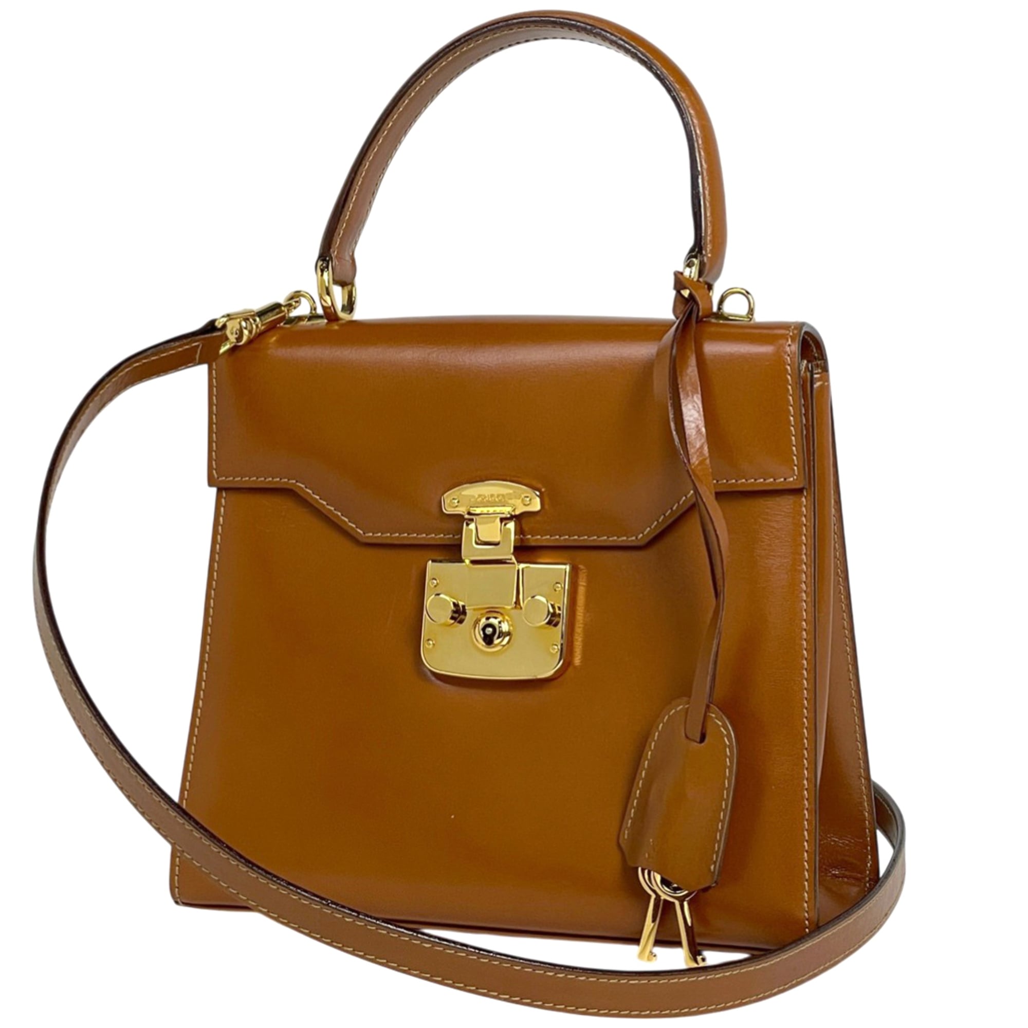 Gucci Brown Leather Handbag Shoulder Bag (Pre-Owned)