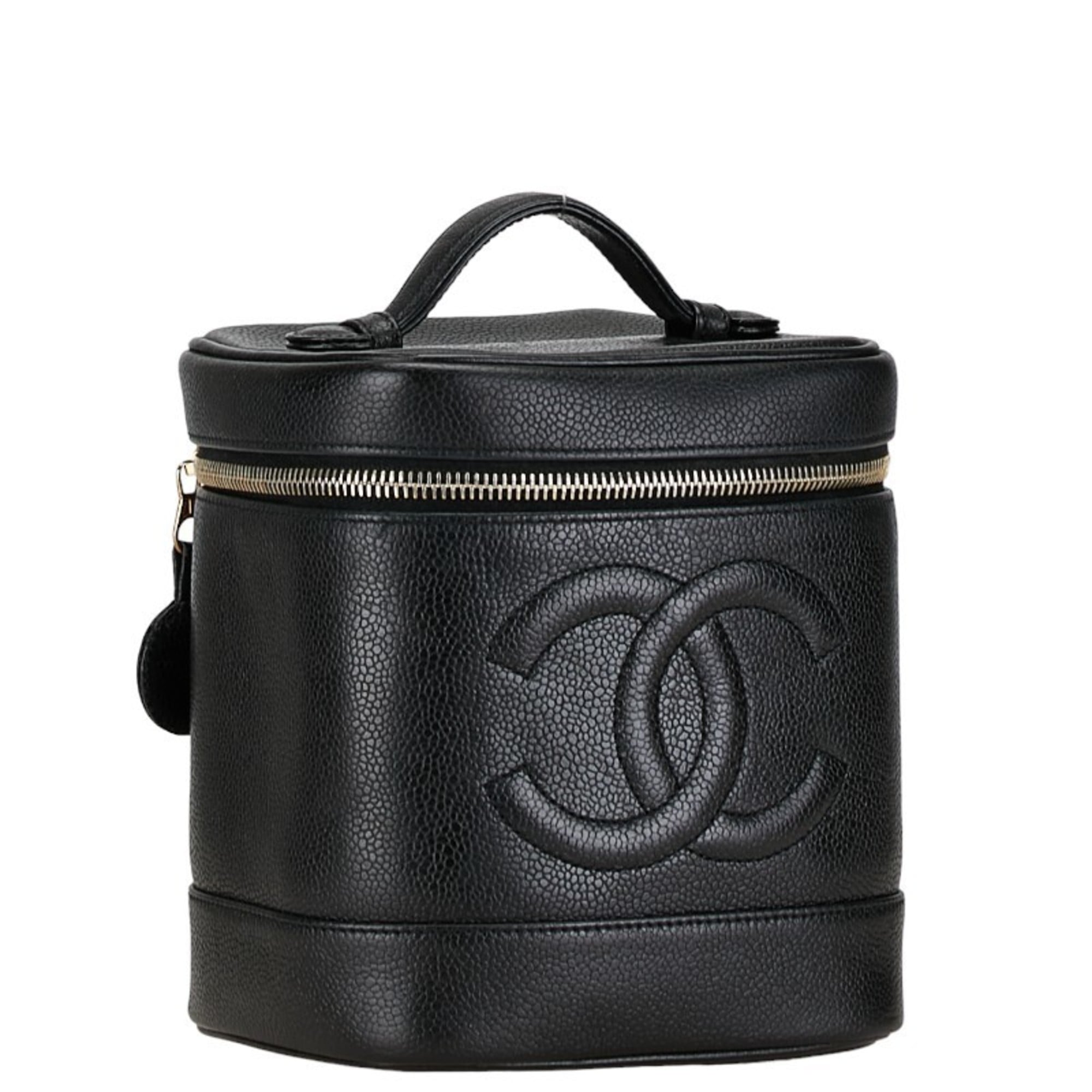 Chanel Caviar Skin Black Gold Caviar Leather Handbag Vanity Bag (Pre-Owned)