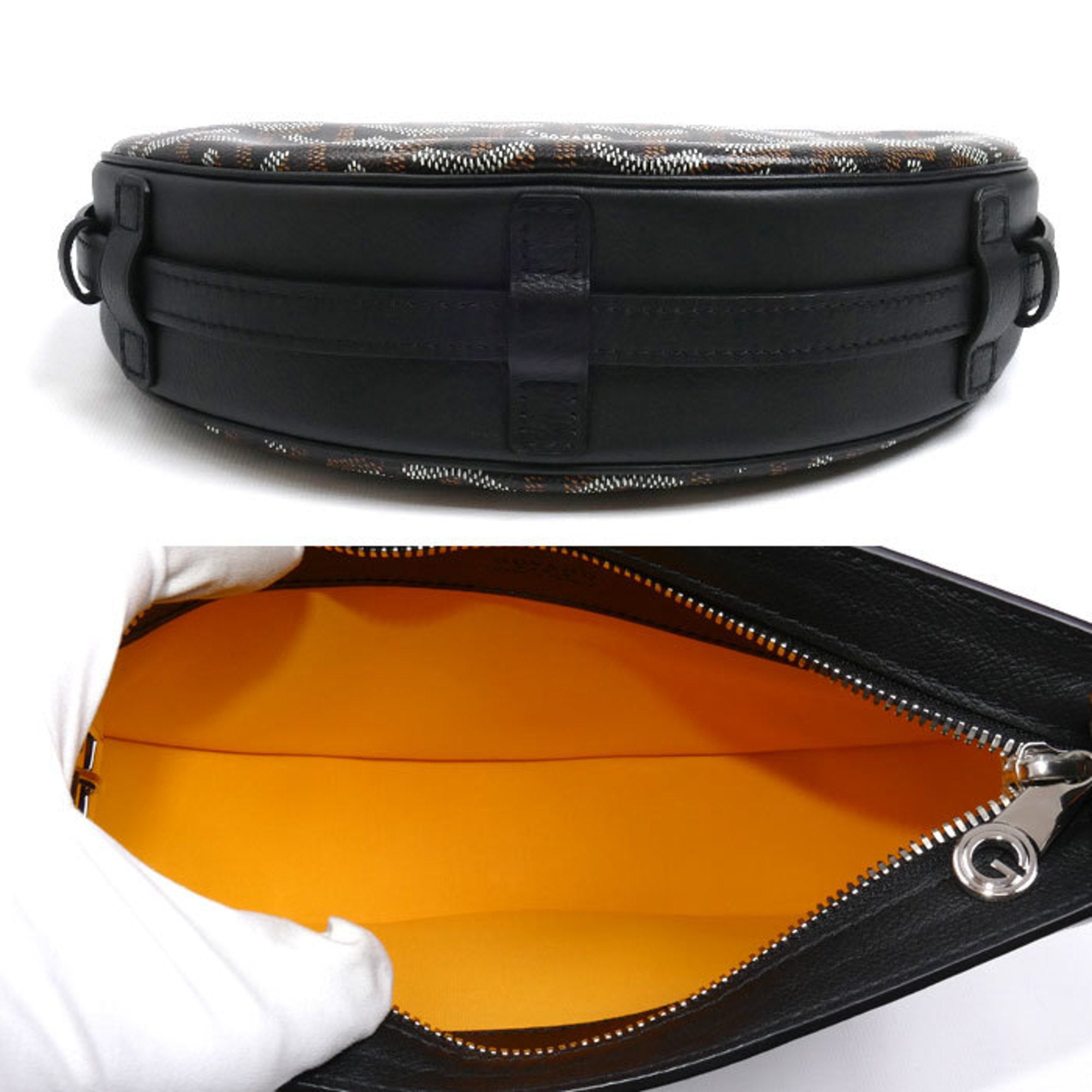 Goyard Black Leather Canvas Shoulder Bag (Pre-Owned)