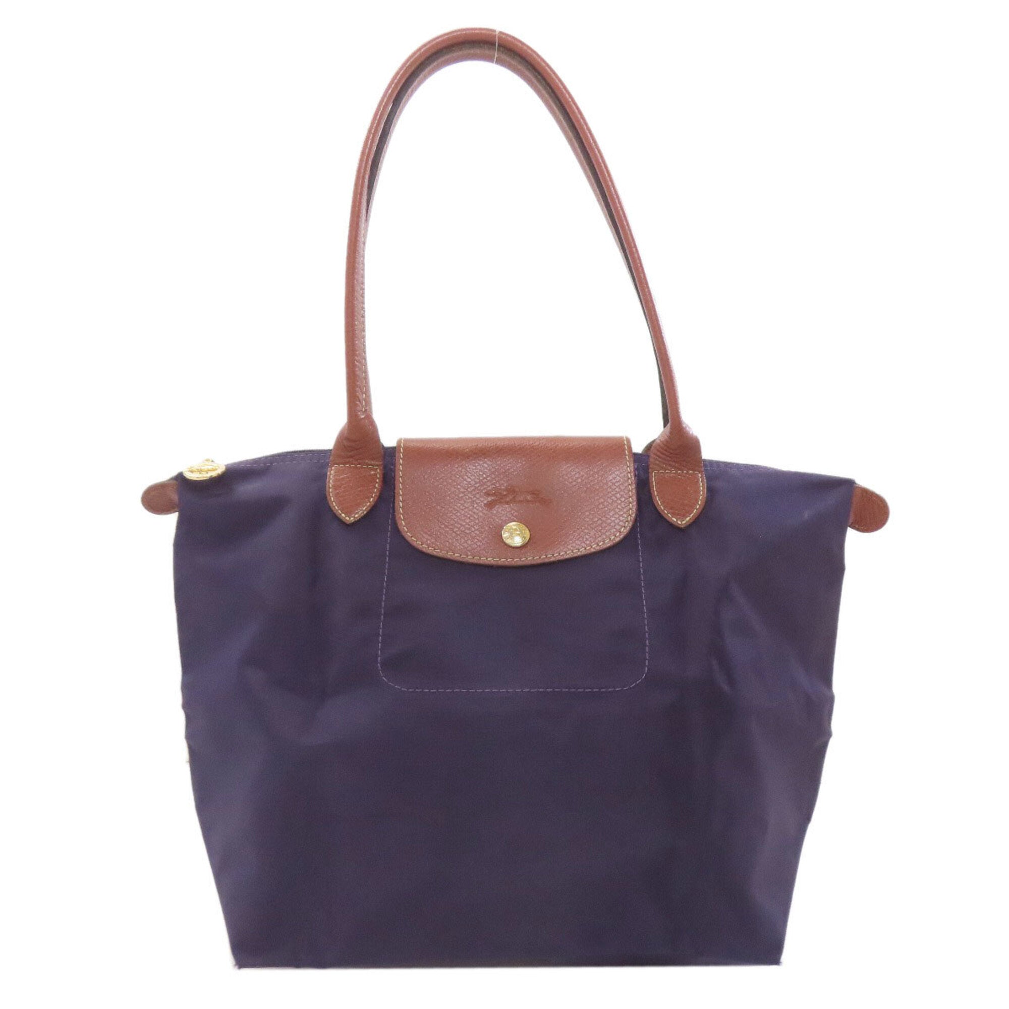 Longchamp Le Pliage Brown Purple Nylon Handbag (Pre-Owned)
