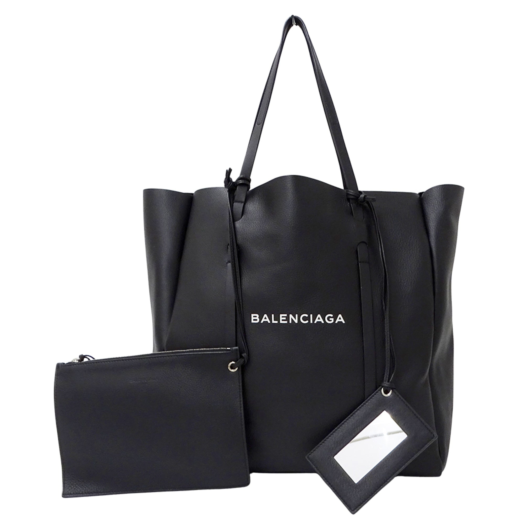 Balenciaga Black Leather Handbag Tote Bag (Pre-Owned)