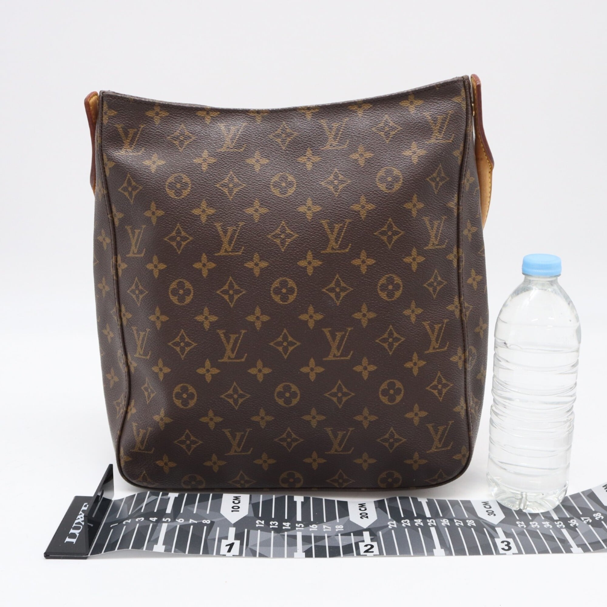 Louis Vuitton Beige Brown Monogram Coated Canvas Leather Handbag (Pre-Owned)