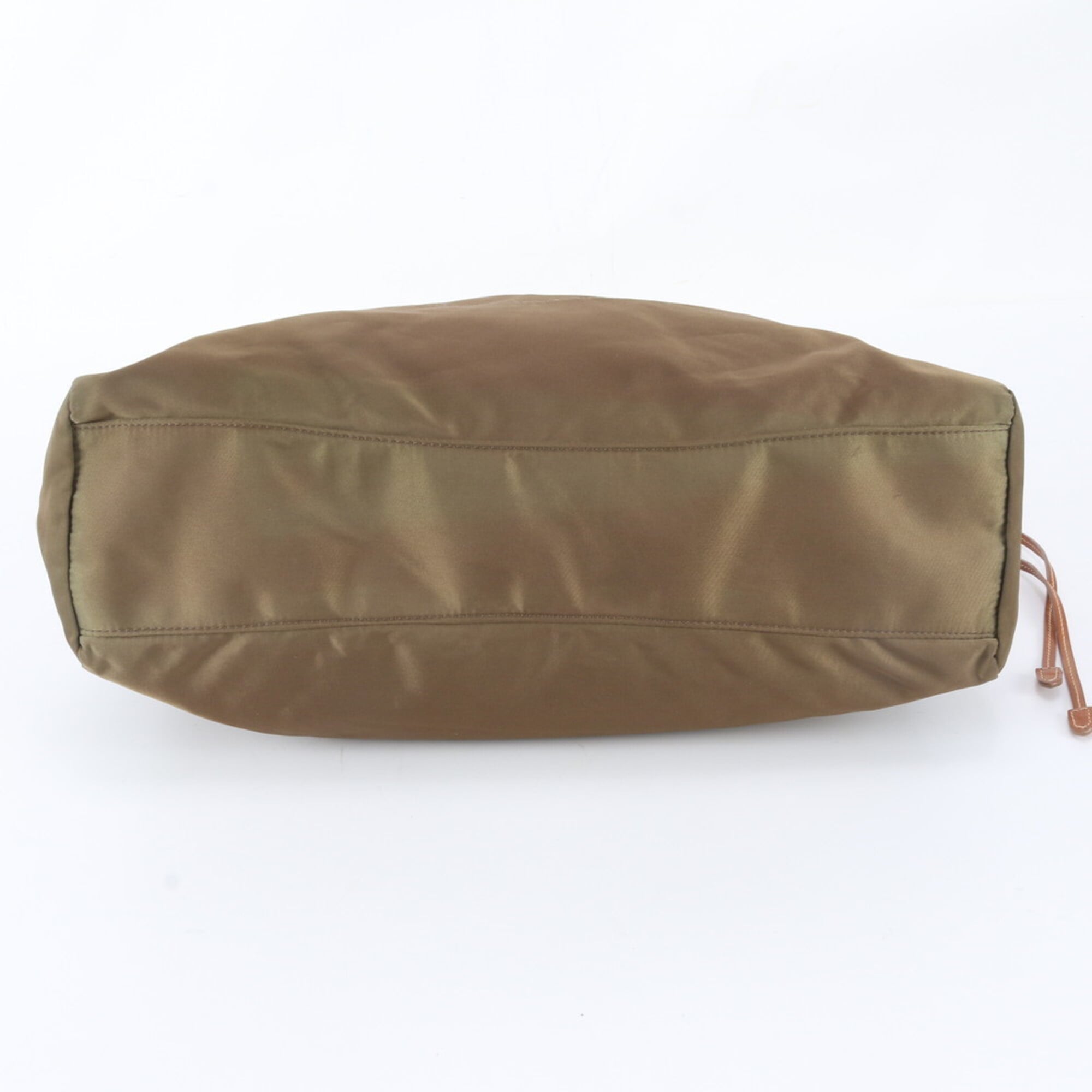 Prada Green Khaki Nylon Leather Handbag Shoulder Bag Tote Bag (Pre-Owned)