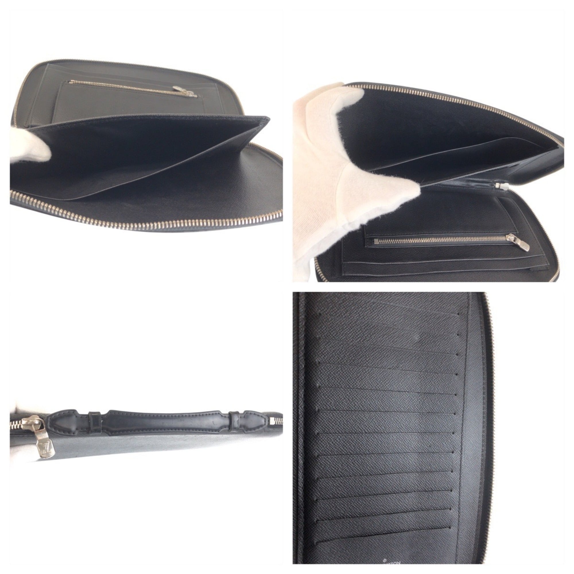 Louis Vuitton Black Leather Long Wallet (Bi-Fold) (Pre-Owned)