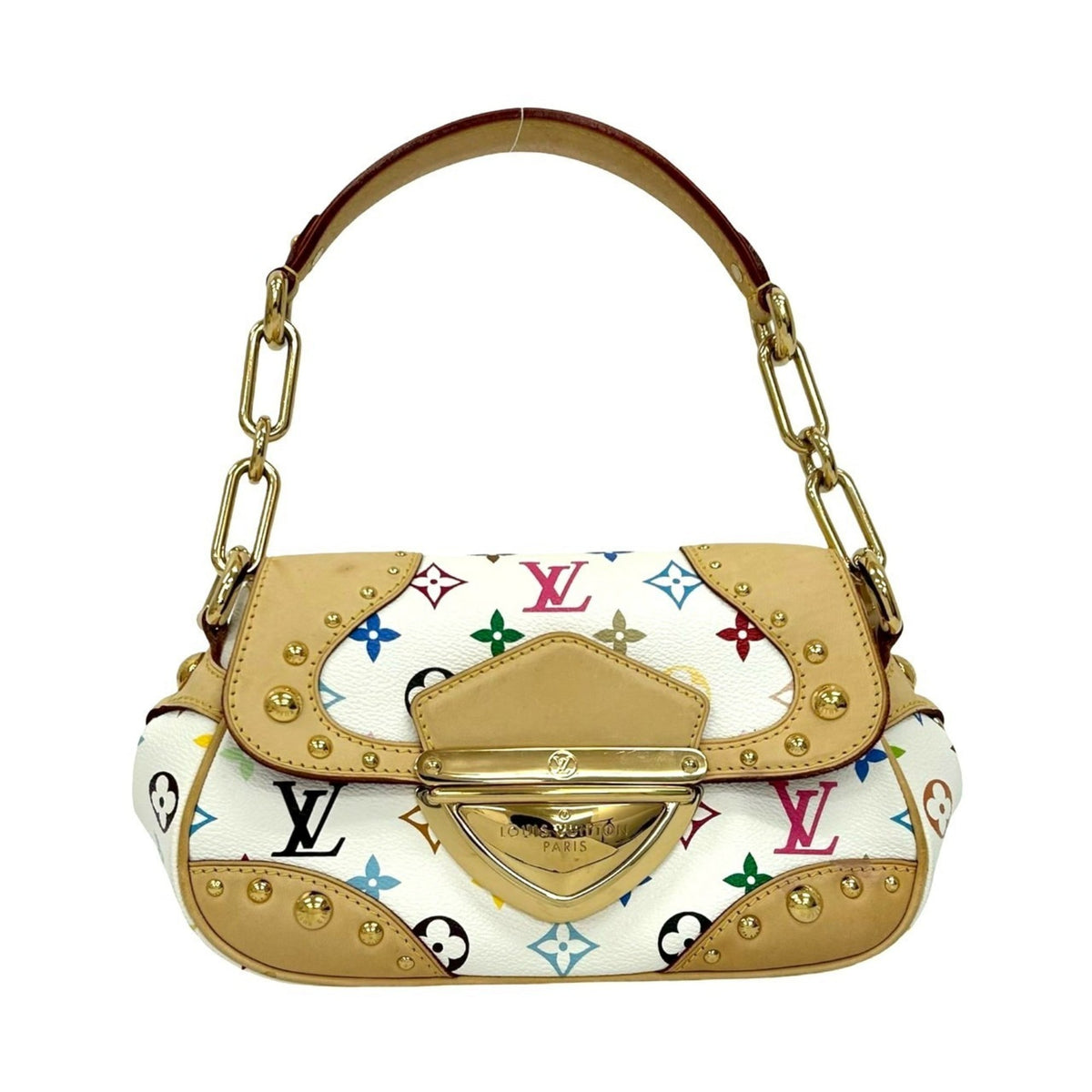 Louis Vuitton White Leather Pvc Shoulder Bag (Pre-Owned)
