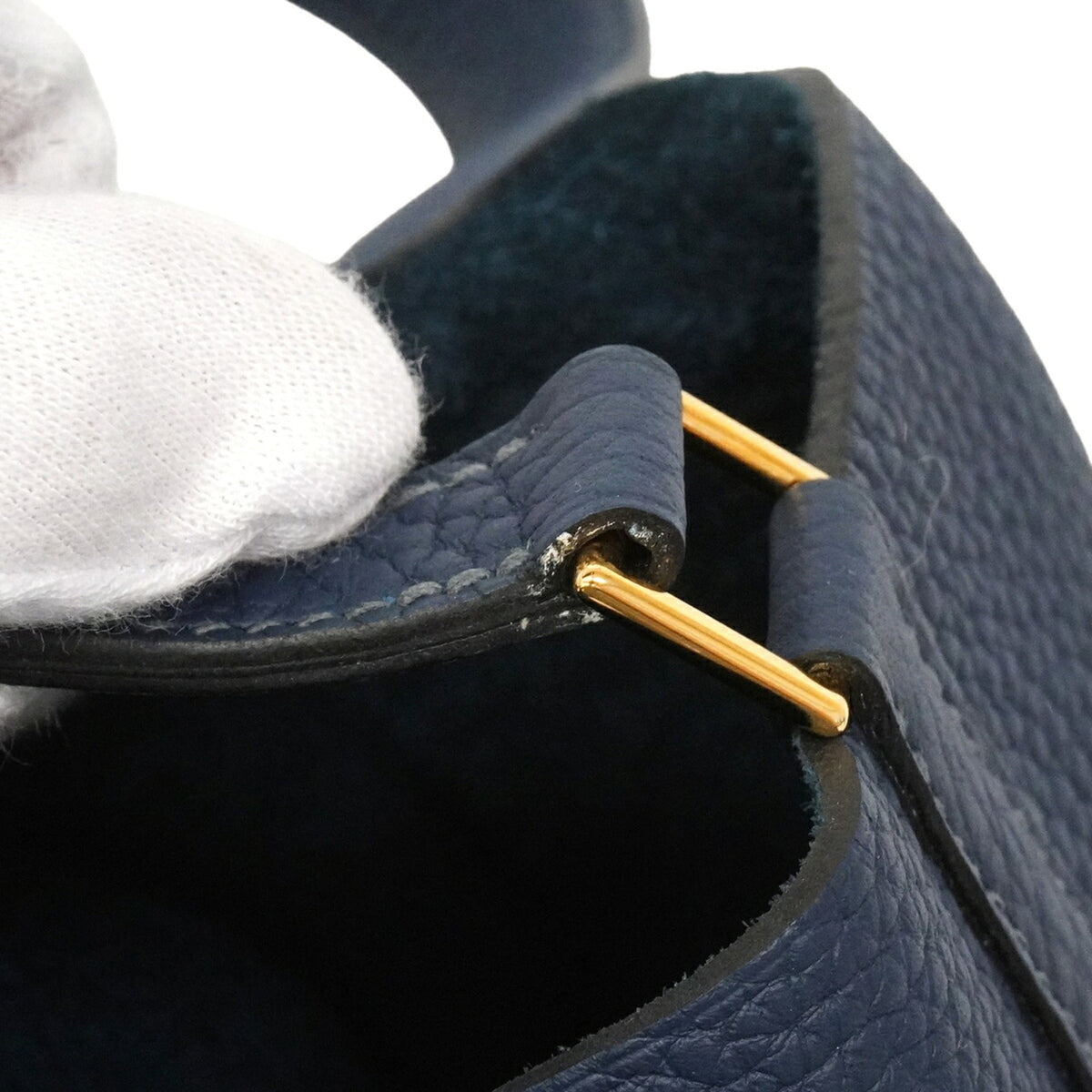 Hermes Navy Taurillon Clemence Leather Handbag (Pre-Owned)