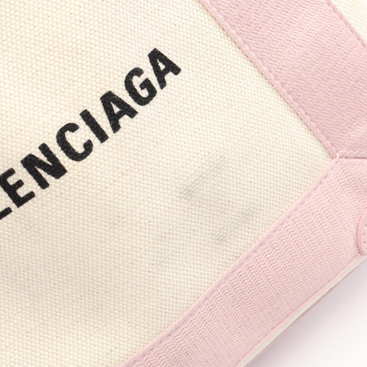 Balenciaga Ivory Pink Canvas Leather Handbag Pouch (Pre-Owned)