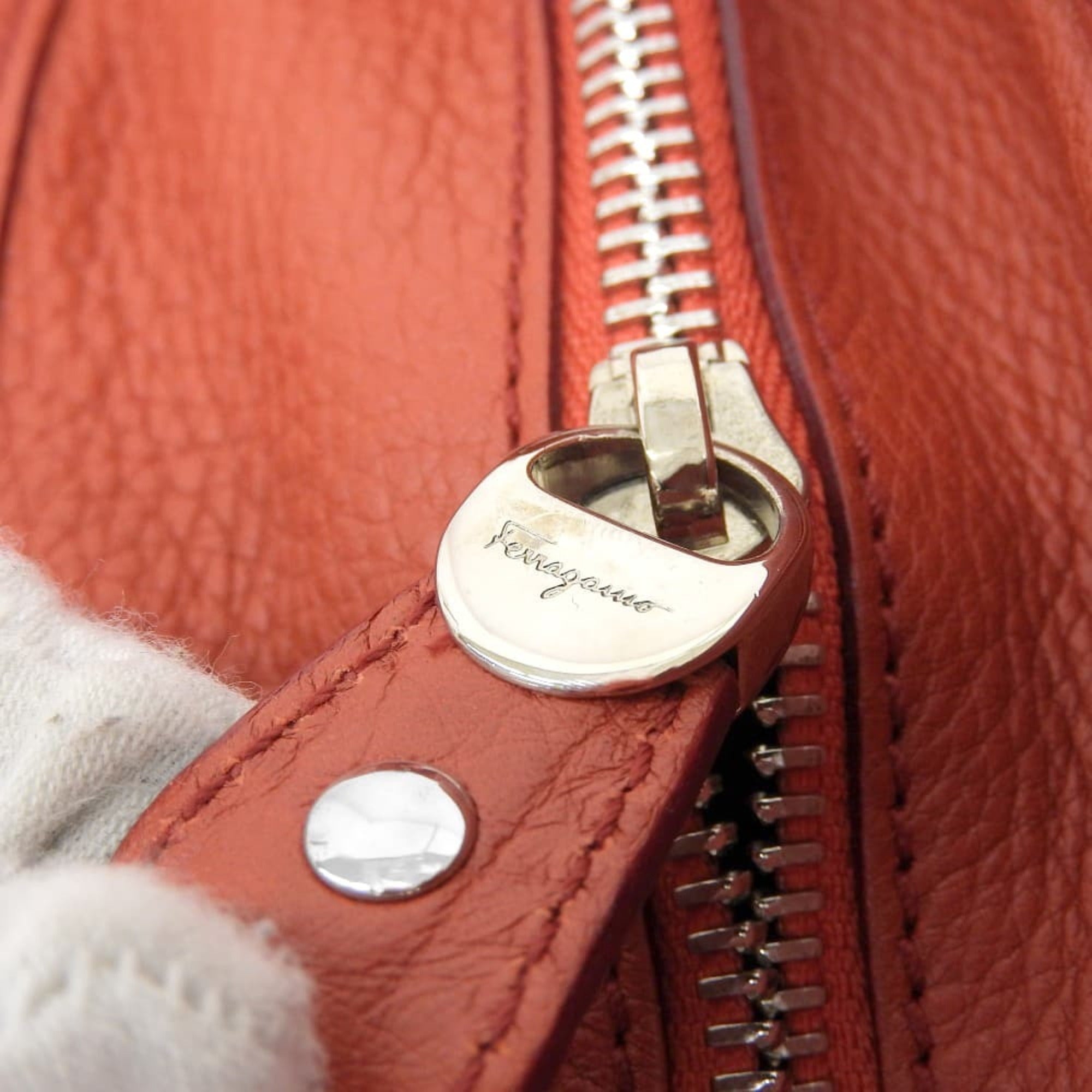 Salvatore Ferragamo Orange Leather Handbag Shoulder Bag (Pre-Owned)