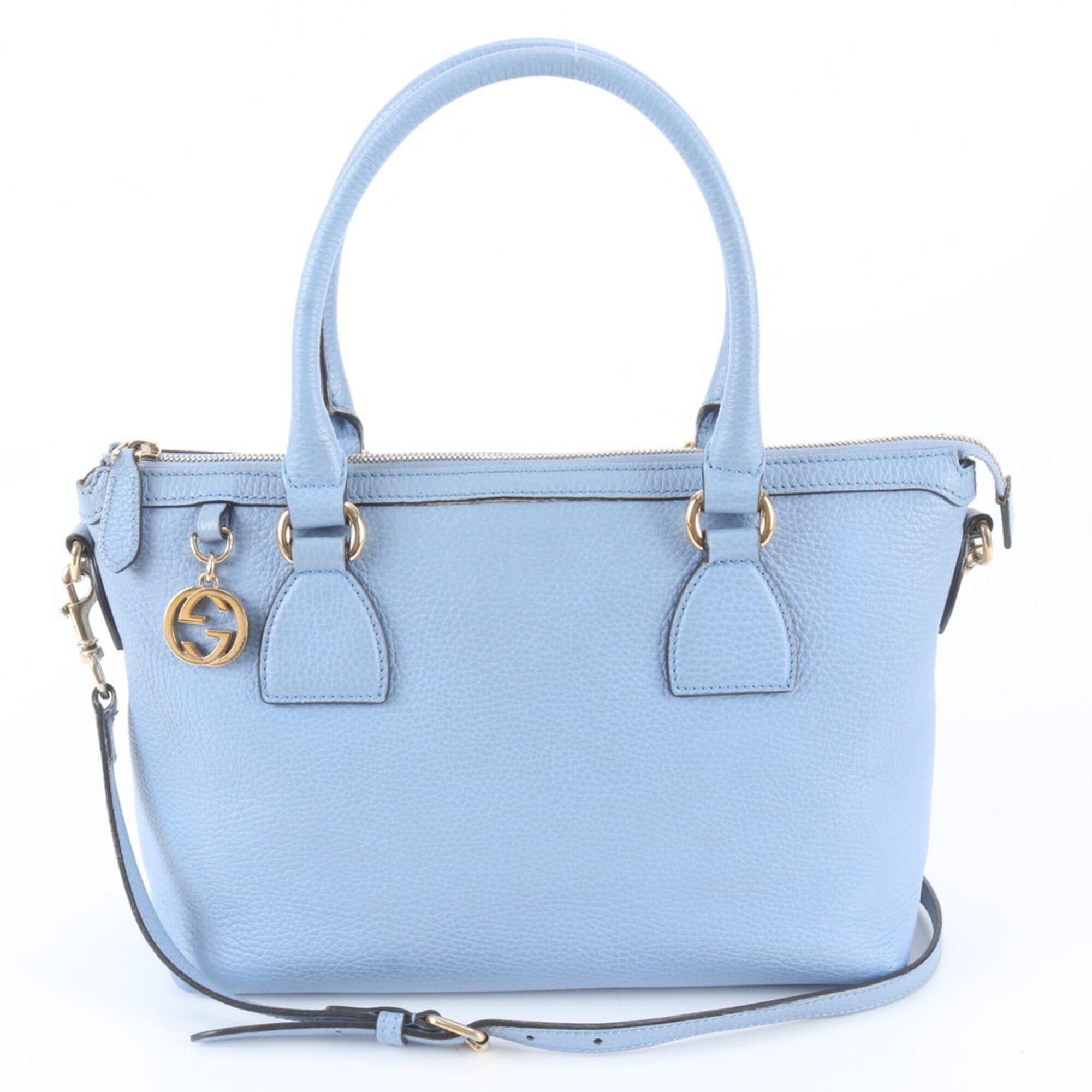 Gucci Blue Leather Handbag Shoulder Bag Tote Bag (Pre-Owned)