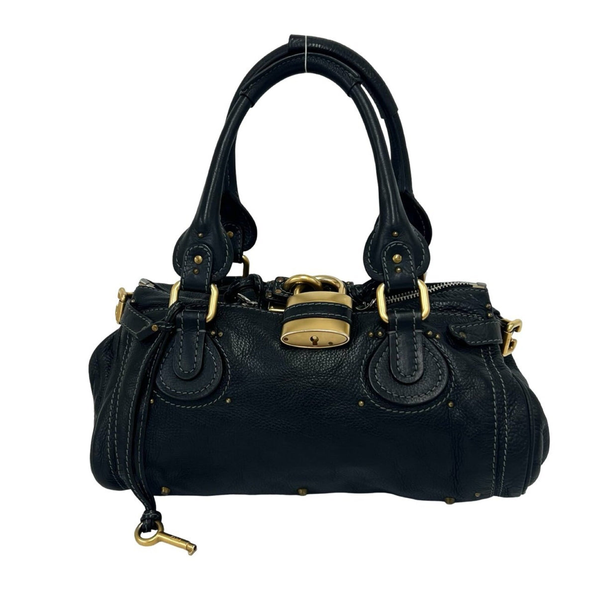 Chloé Black Leather Boston Bag Handbag (Pre-Owned)
