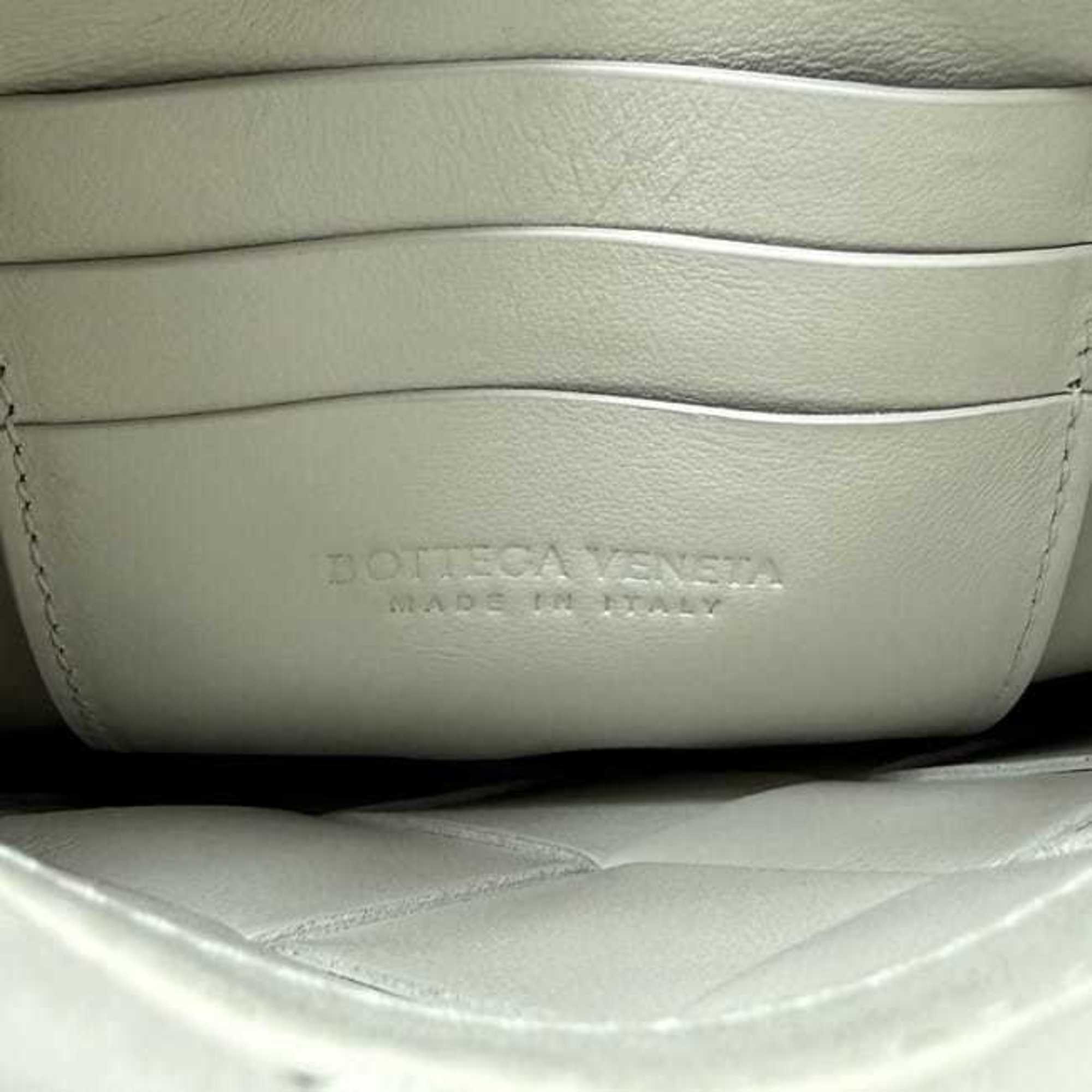 Bottega Veneta Intrecciato White Leather Pochette Shoulder Bag (Pre-Owned)