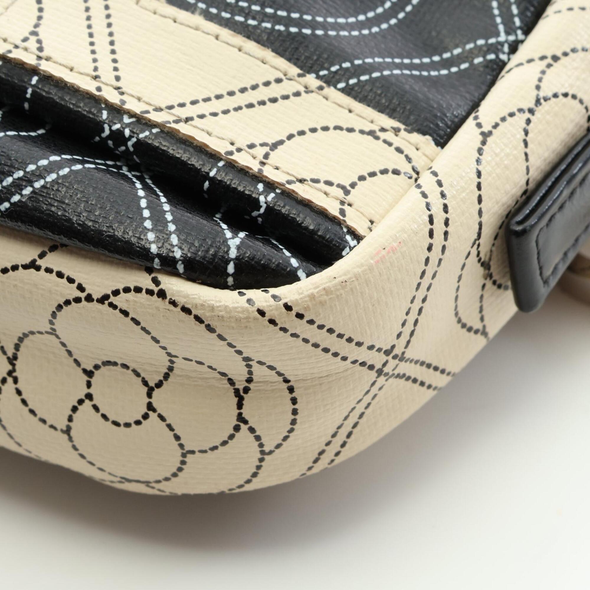 Chanel Black White Coated Canvas Pouch (Pre-Owned)