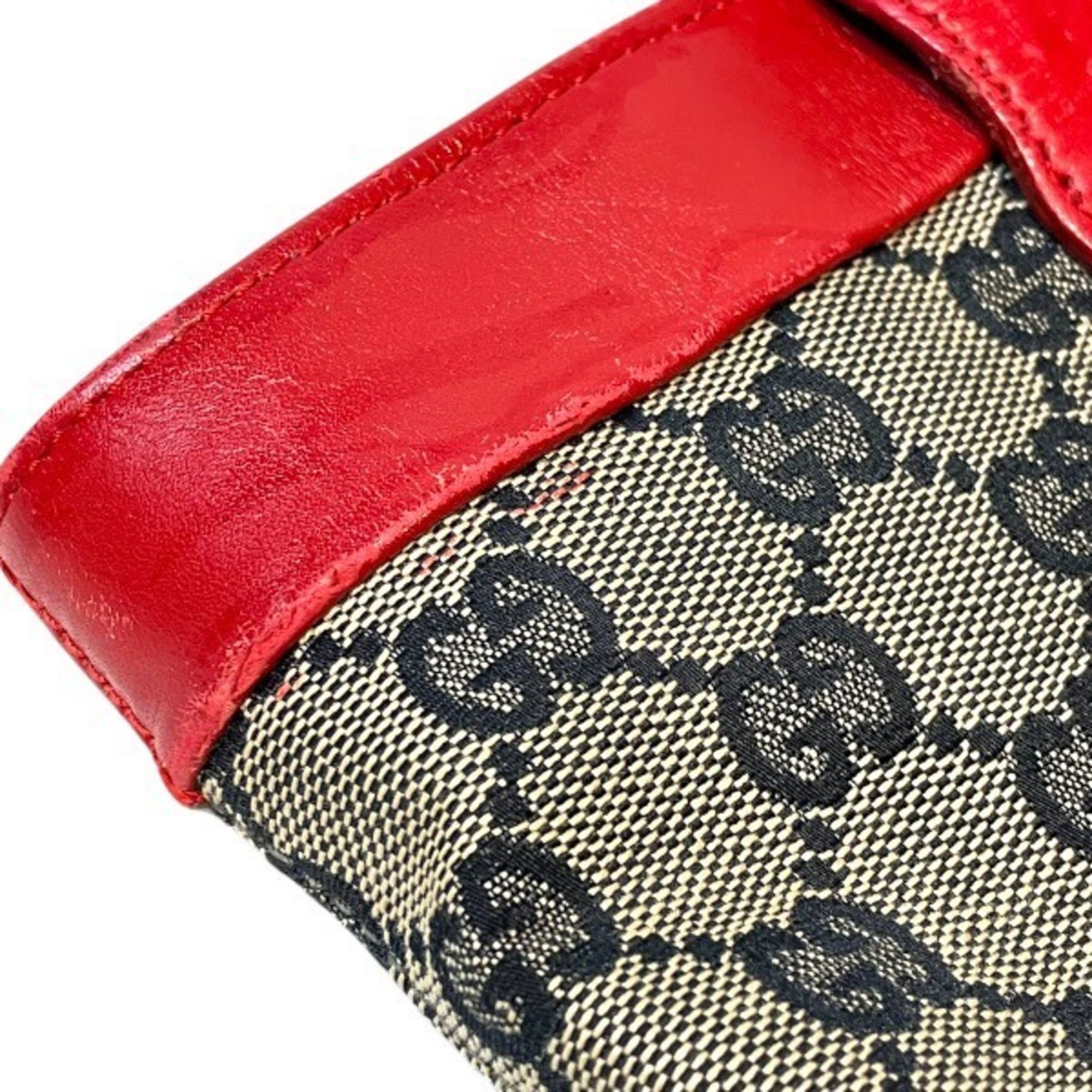 Gucci Beige Red Color Gg Canvas Handbag Tote Bag (Pre-Owned)