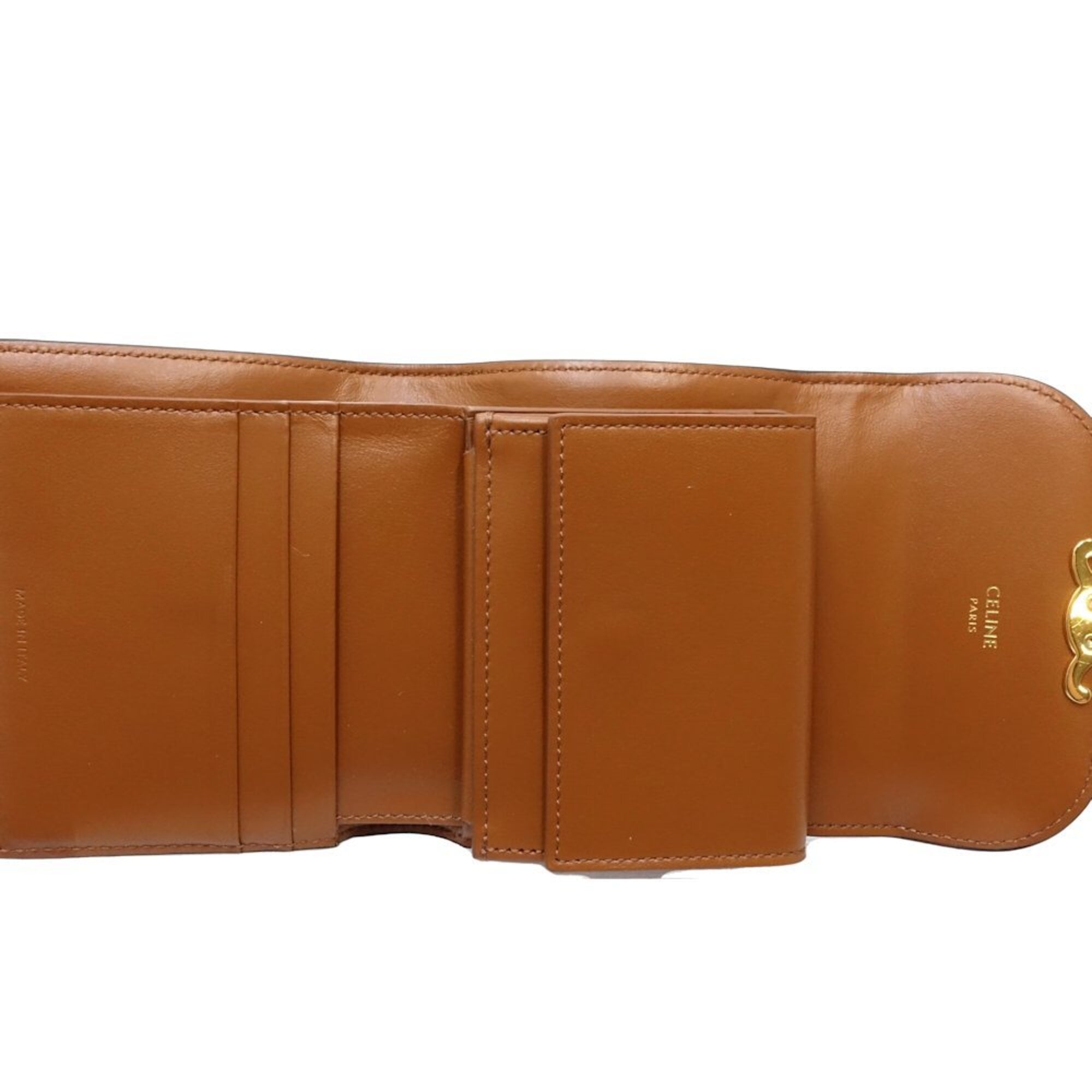 Celine Brown Canvas Leather Wallet (Tri-Fold) (Pre-Owned)