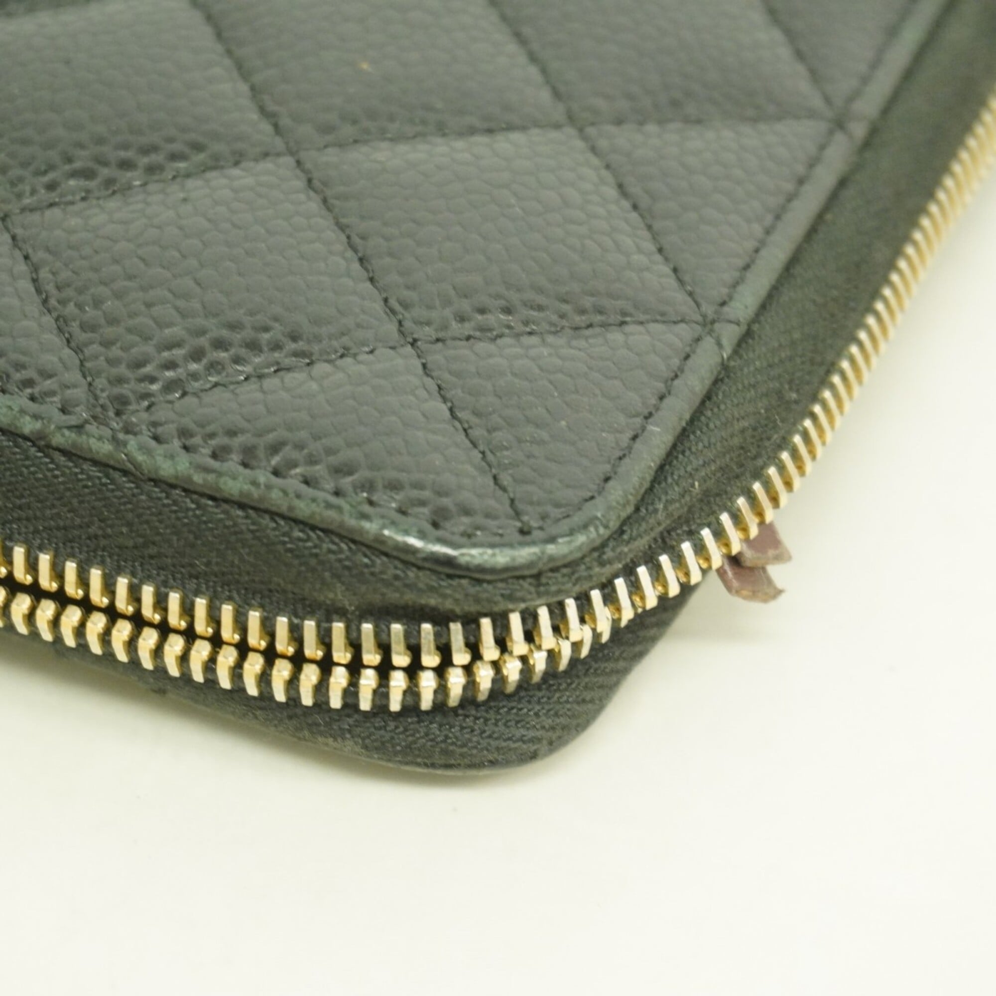 Chanel Black Grained Calfskin Long Wallet (Bi-Fold) (Pre-Owned)
