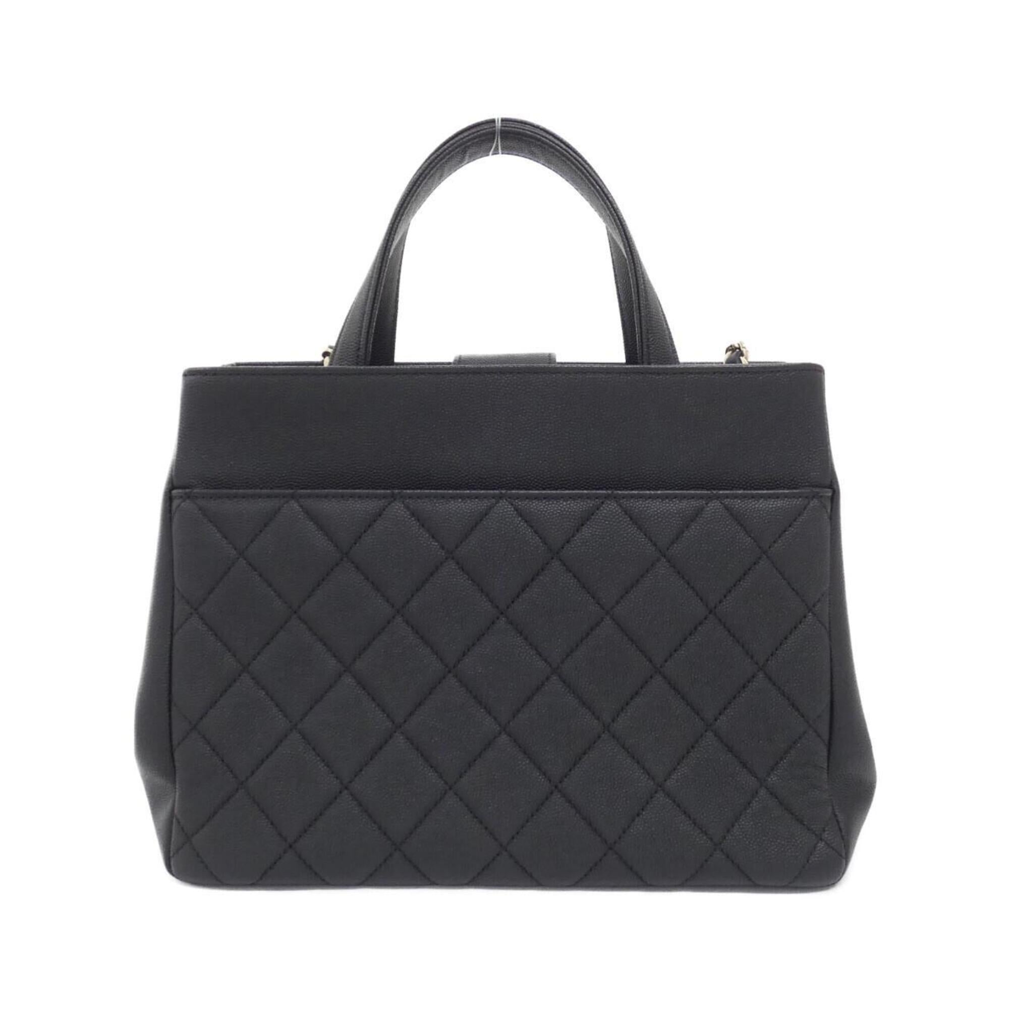 Chanel Black Bordeaux Grained Calfskin Handbag (Pre-Owned)