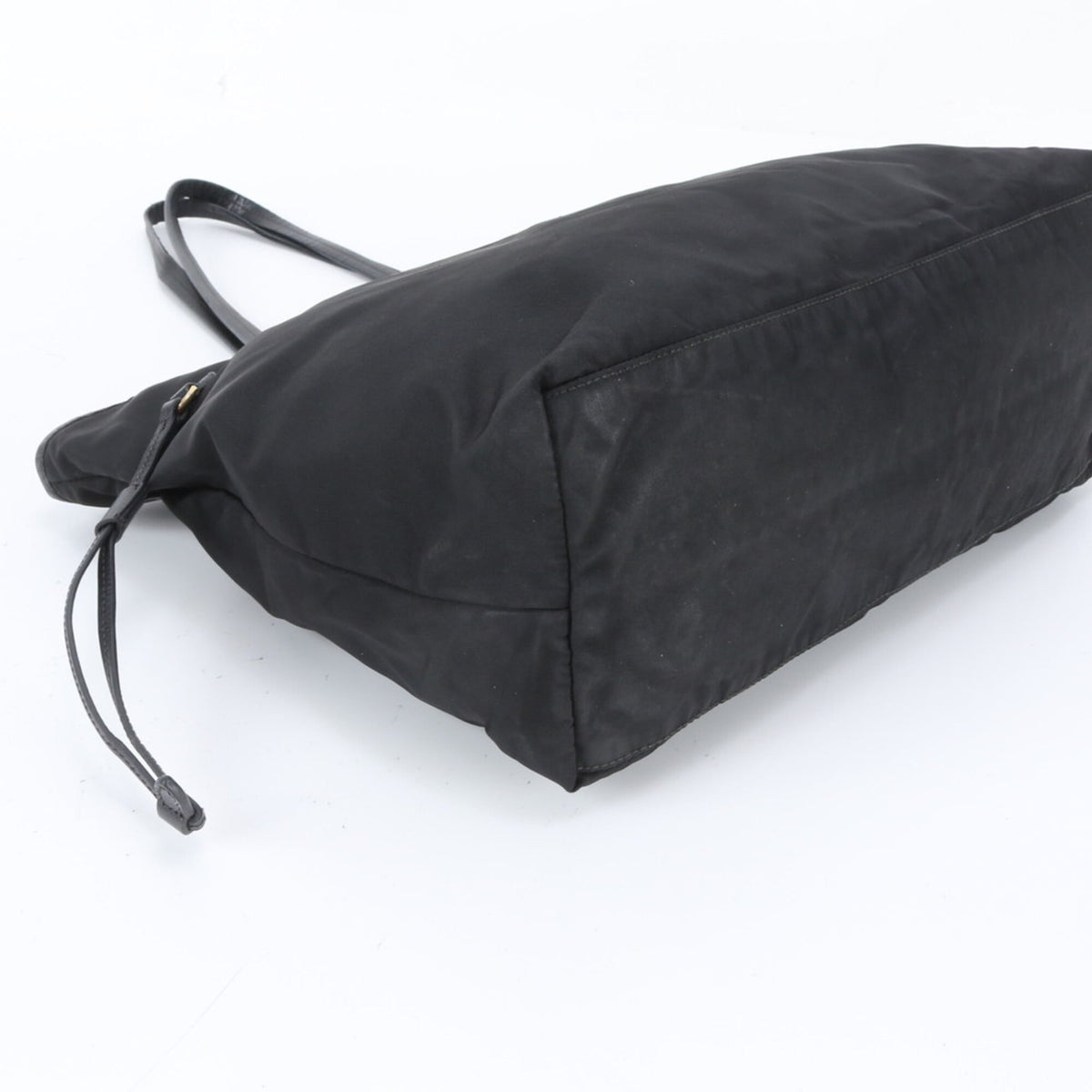 Prada Black Leather Nylon Handbag Shoulder Bag Tote Bag (Pre-Owned)