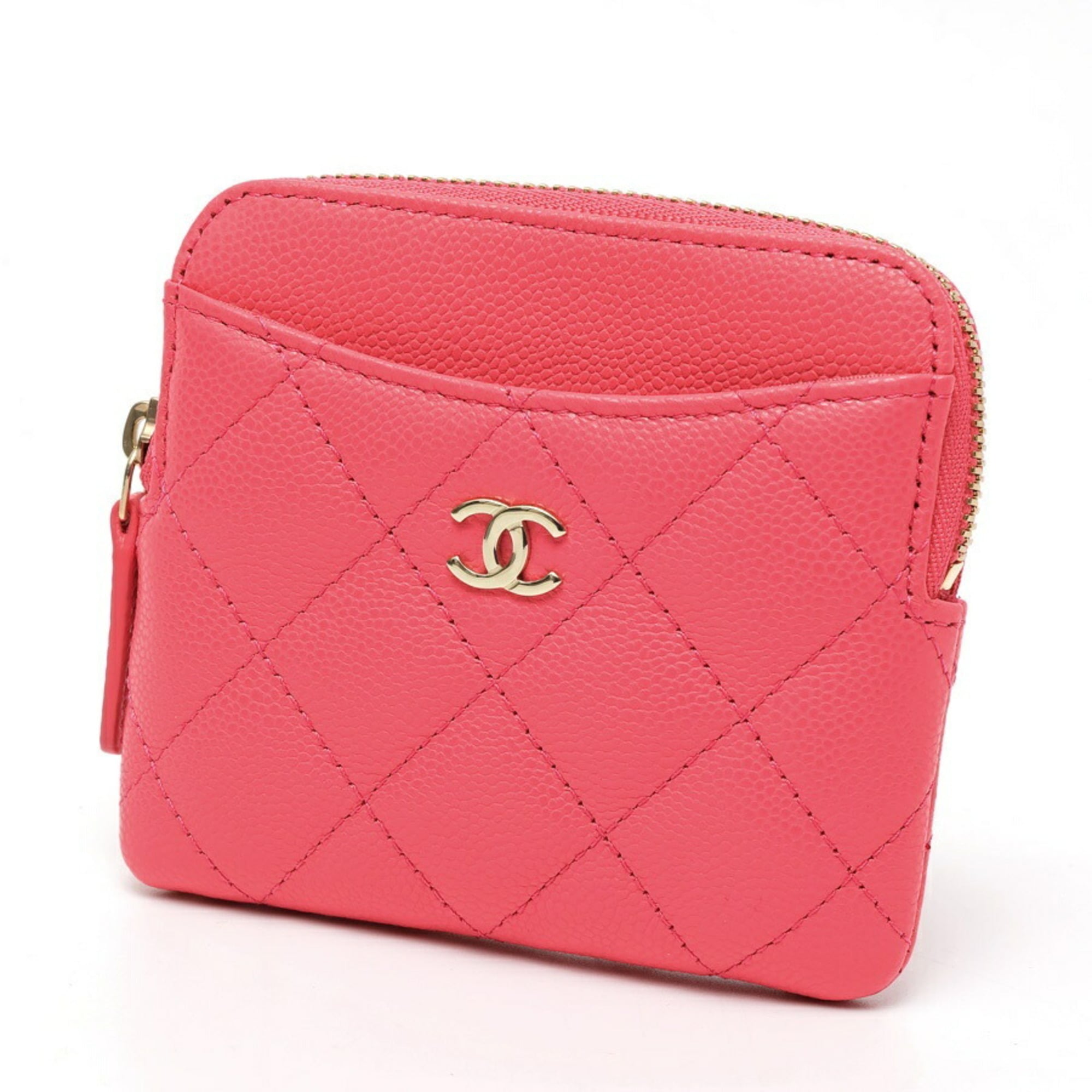 Chanel Matelasse Pink Grained Calfskin Coin Purse/Coin Case (Pre-Owned)