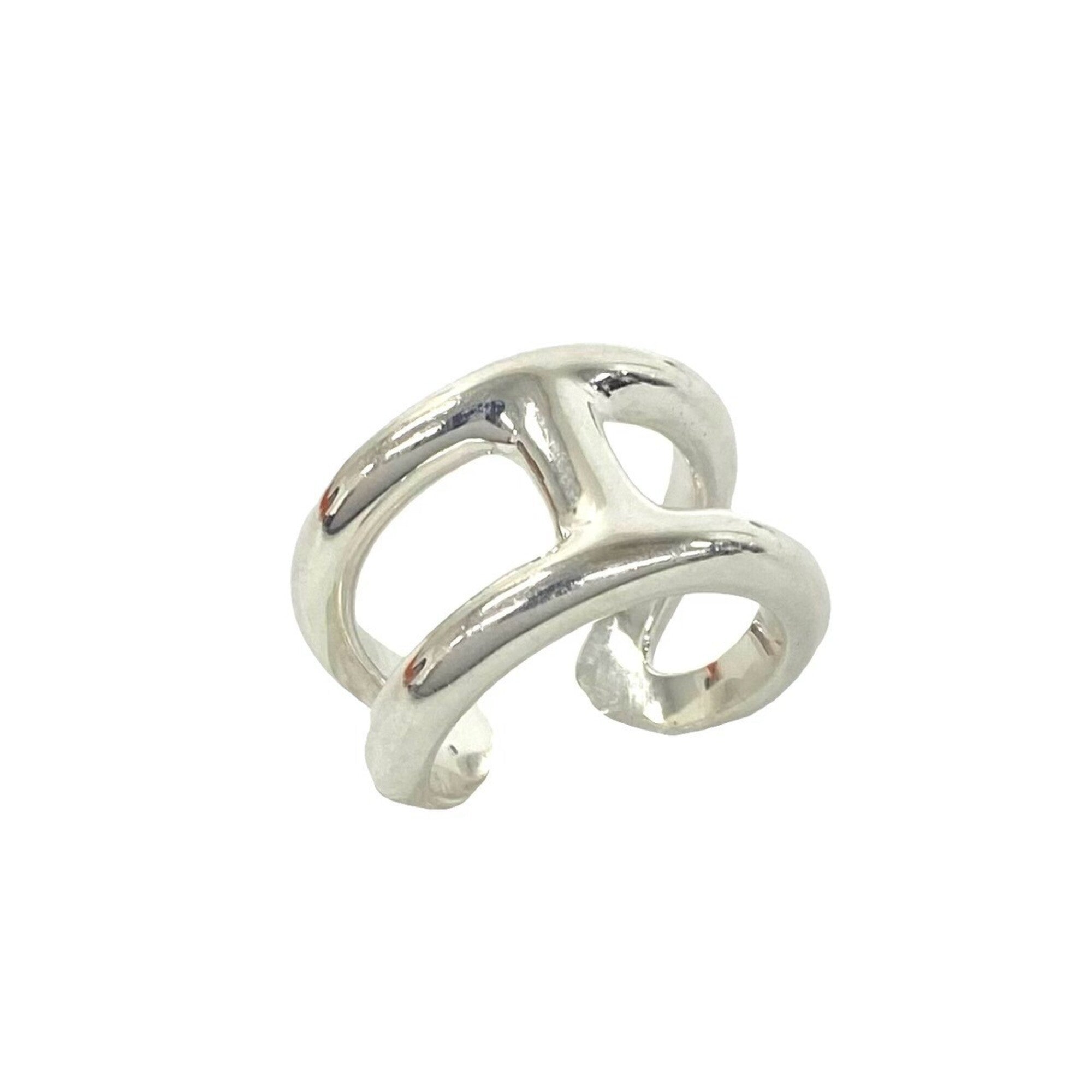 Hermes Silver Silver 925 Band Ring (Pre-Owned)
