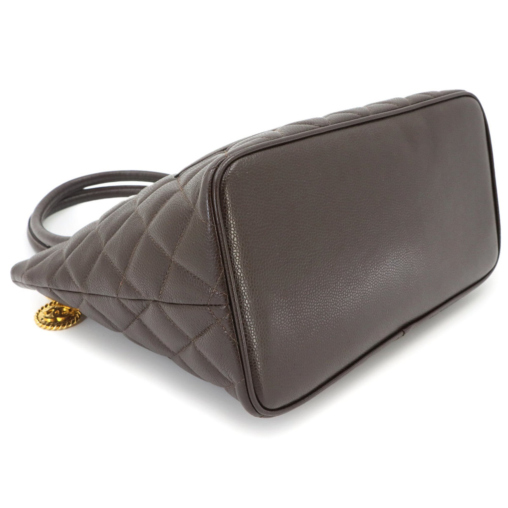 Chanel Dark Brown Grained Calfskin Handbag Tote Bag (Pre-Owned)