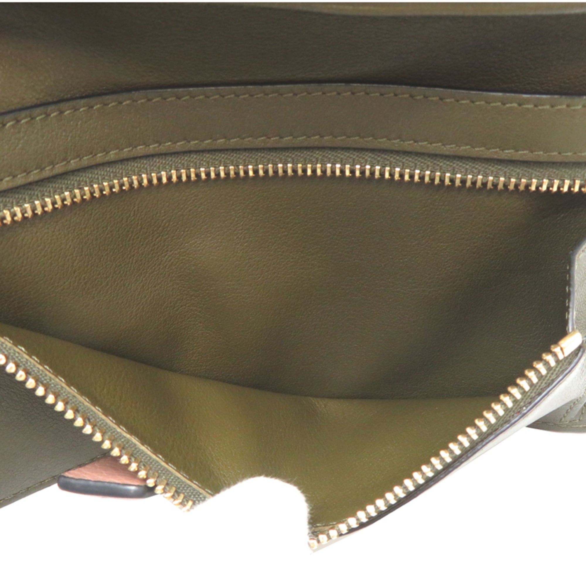 Loewe Beige Khaki Pink Leather Long Wallet (Bi-Fold) (Pre-Owned)