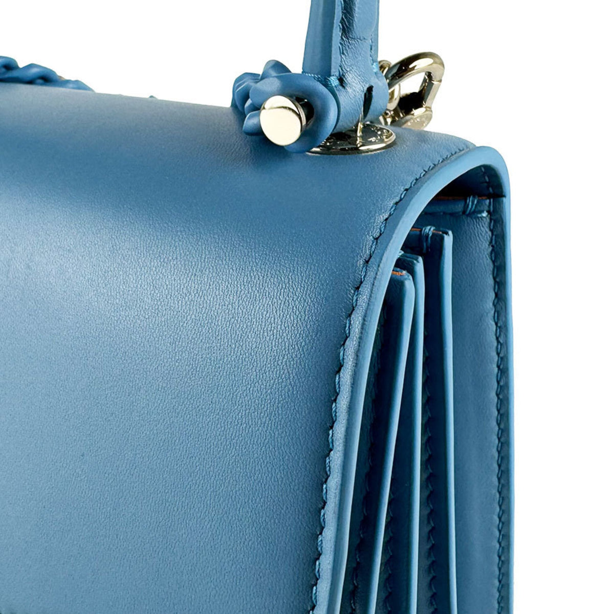 Bvlgari Blue Leather Handbag Shoulder Bag (Pre-Owned)