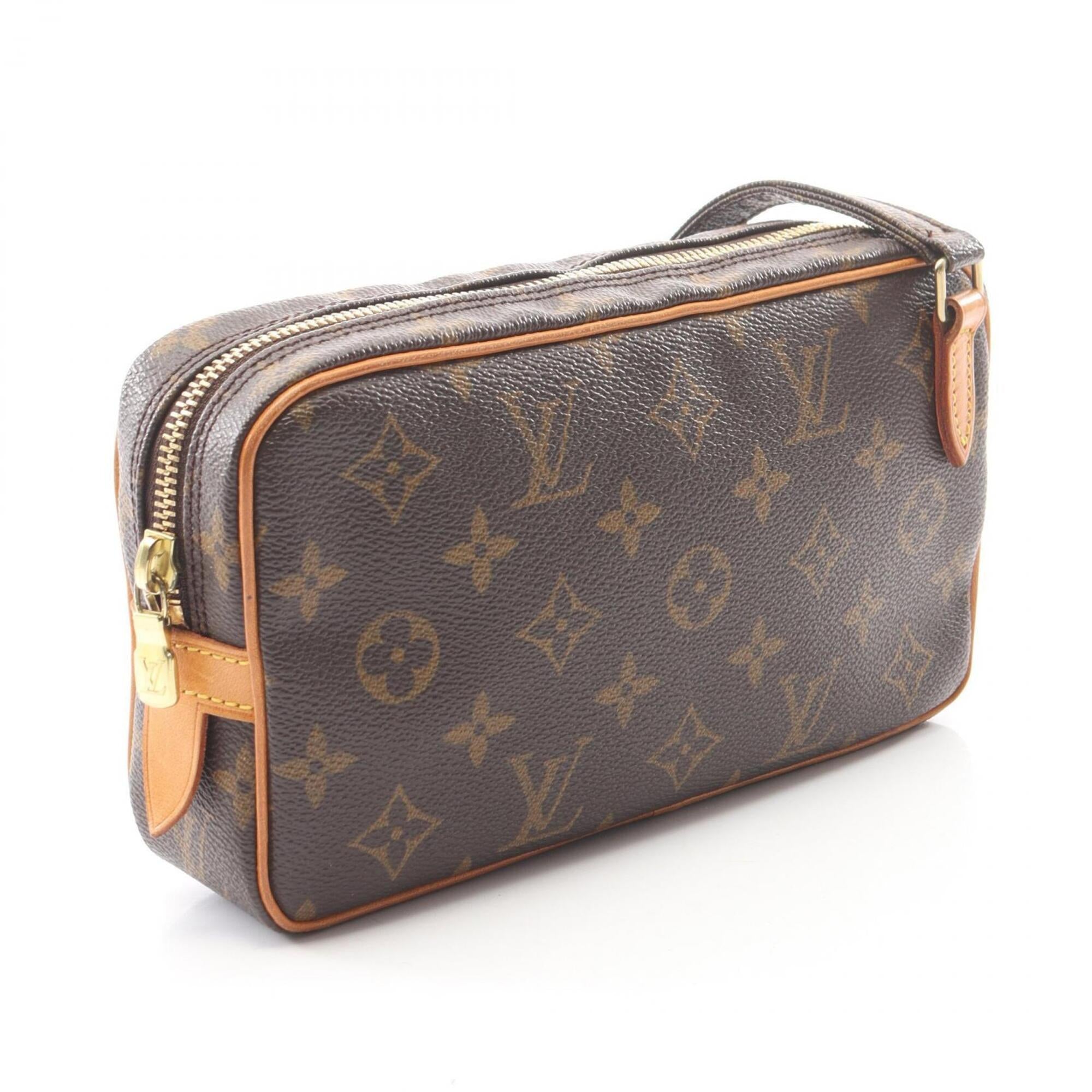 Louis Vuitton Brown Coated Canvas Leather Handbag Shoulder Bag (Pre-Owned)