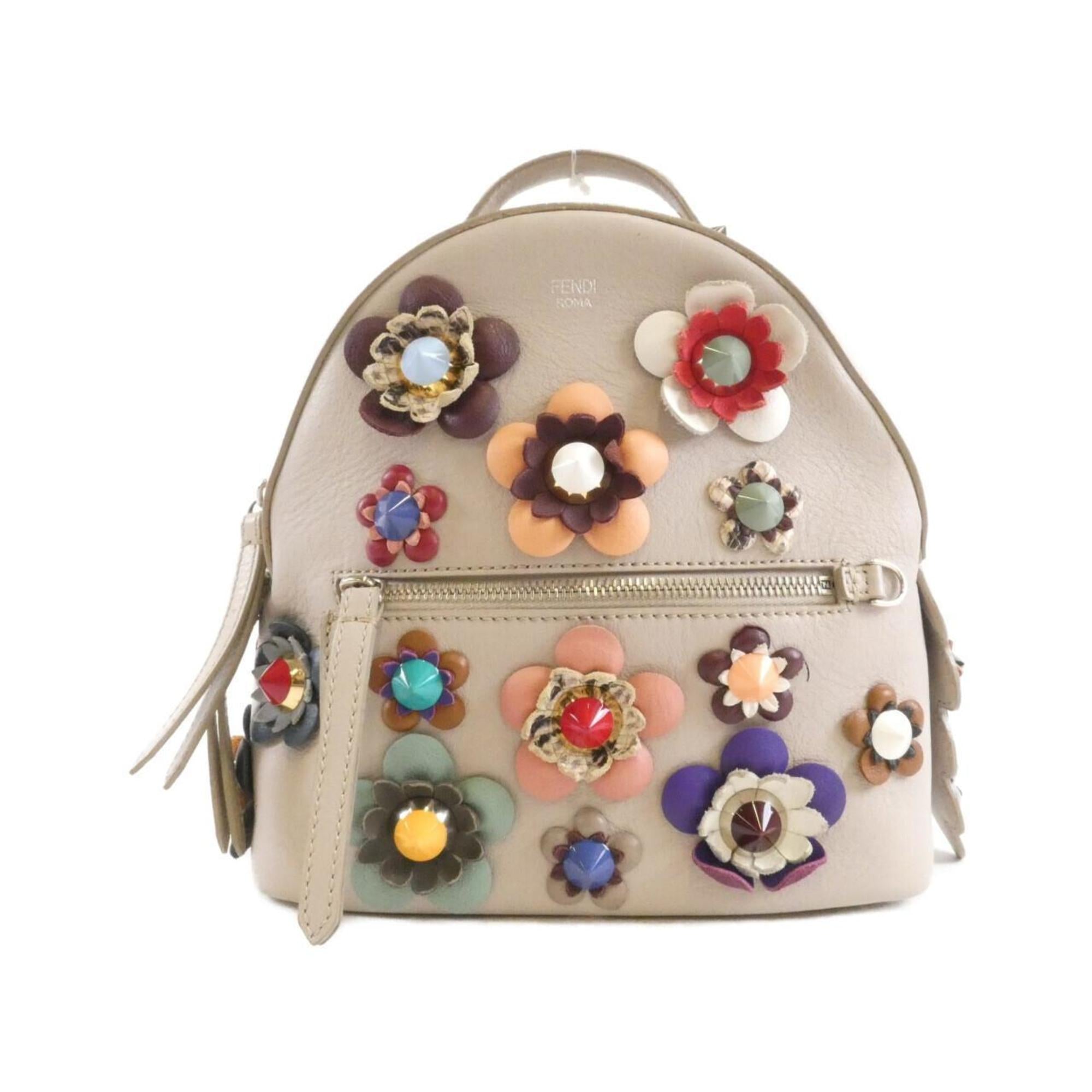 Fendi Beige Multi-Color Leather Backpack (Pre-Owned)