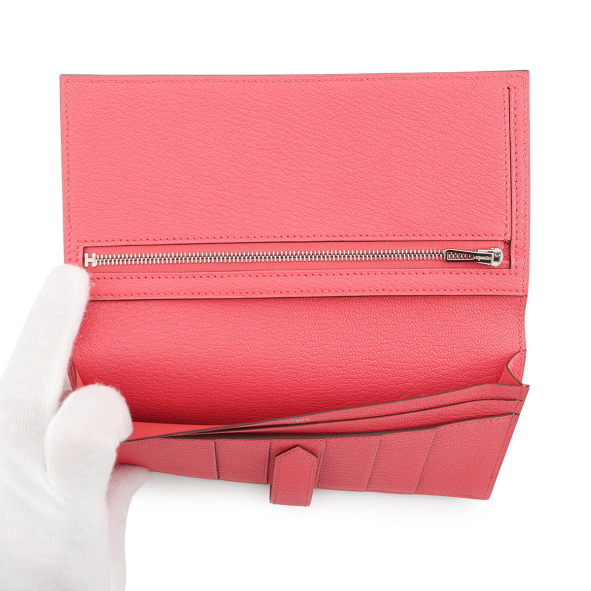Hermes Rose Azalee Chevre Myzore Leather Long Wallet (Bi-Fold) (Pre-Owned)