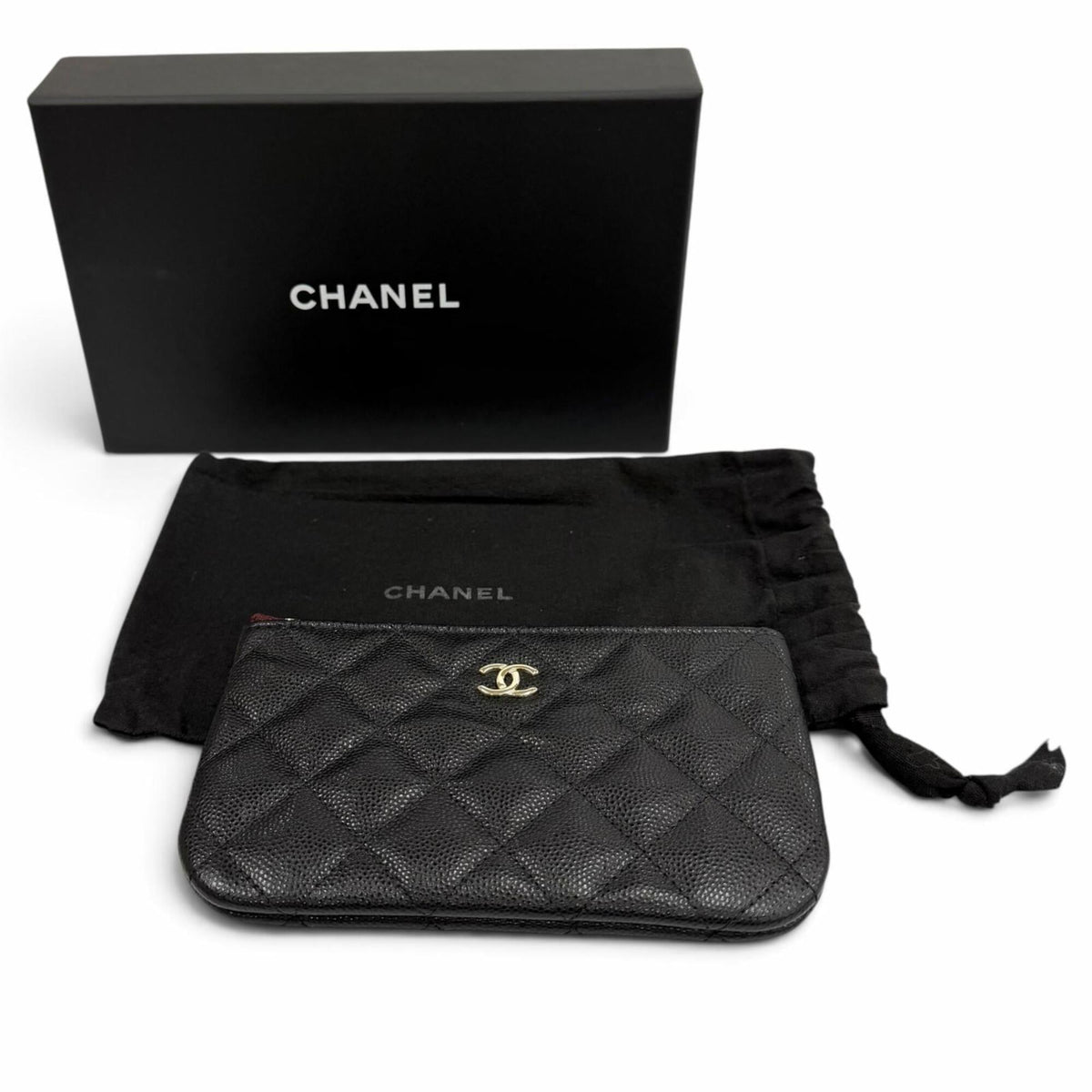 Chanel Black Burgundy Leather Pouch (Pre-Owned)