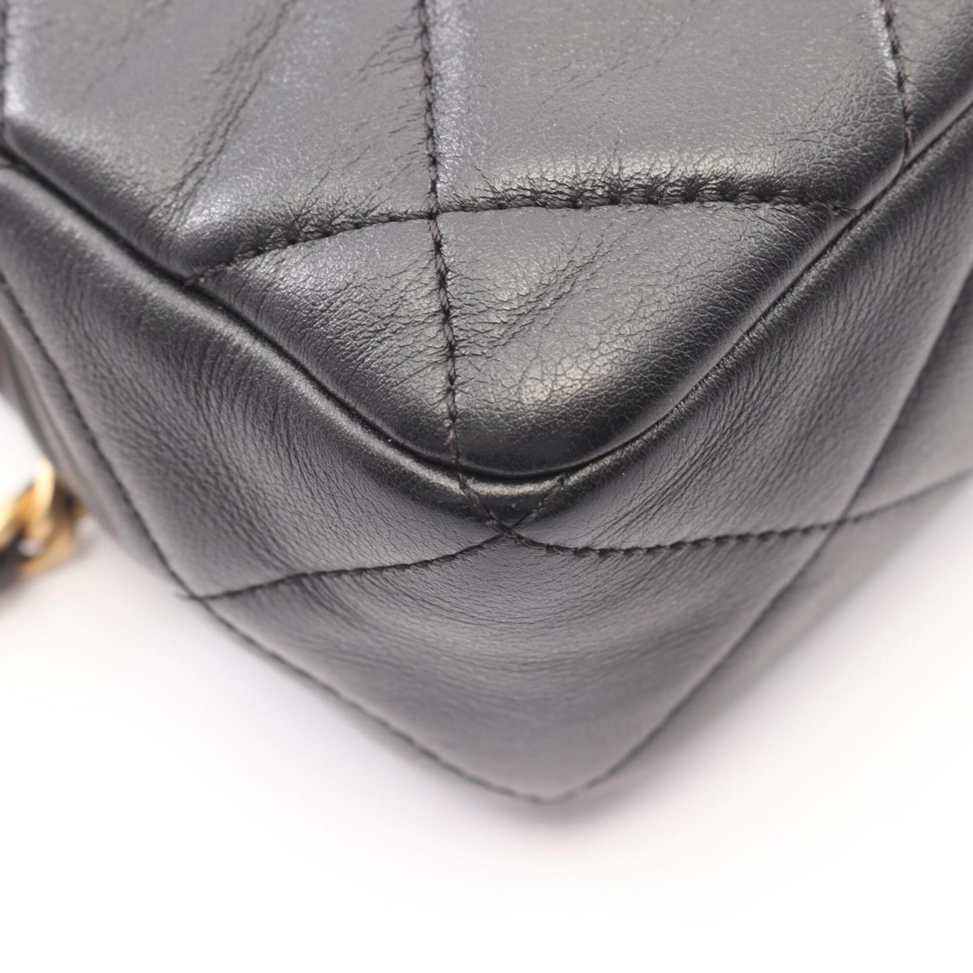 Chanel Black Leather Handbag Shoulder Bag (Pre-Owned)