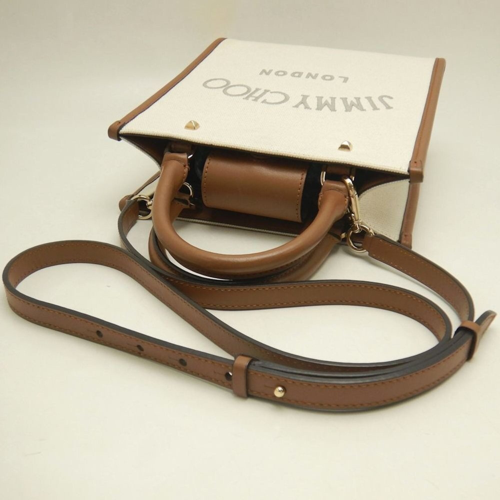 Jimmy Choo Brown Canvas Tote Bag (Pre-Owned)